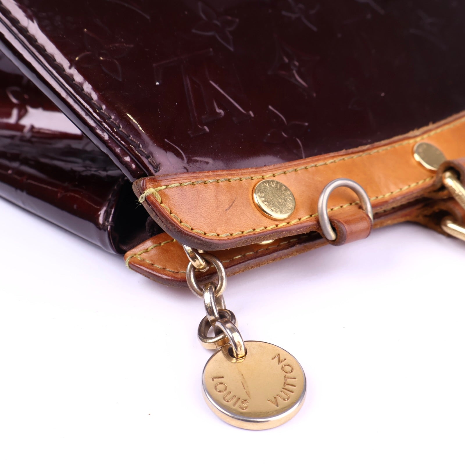 J2132 Louis Vuitton Amarante Monogram Vernis Brea MM Bag- Pre Owned