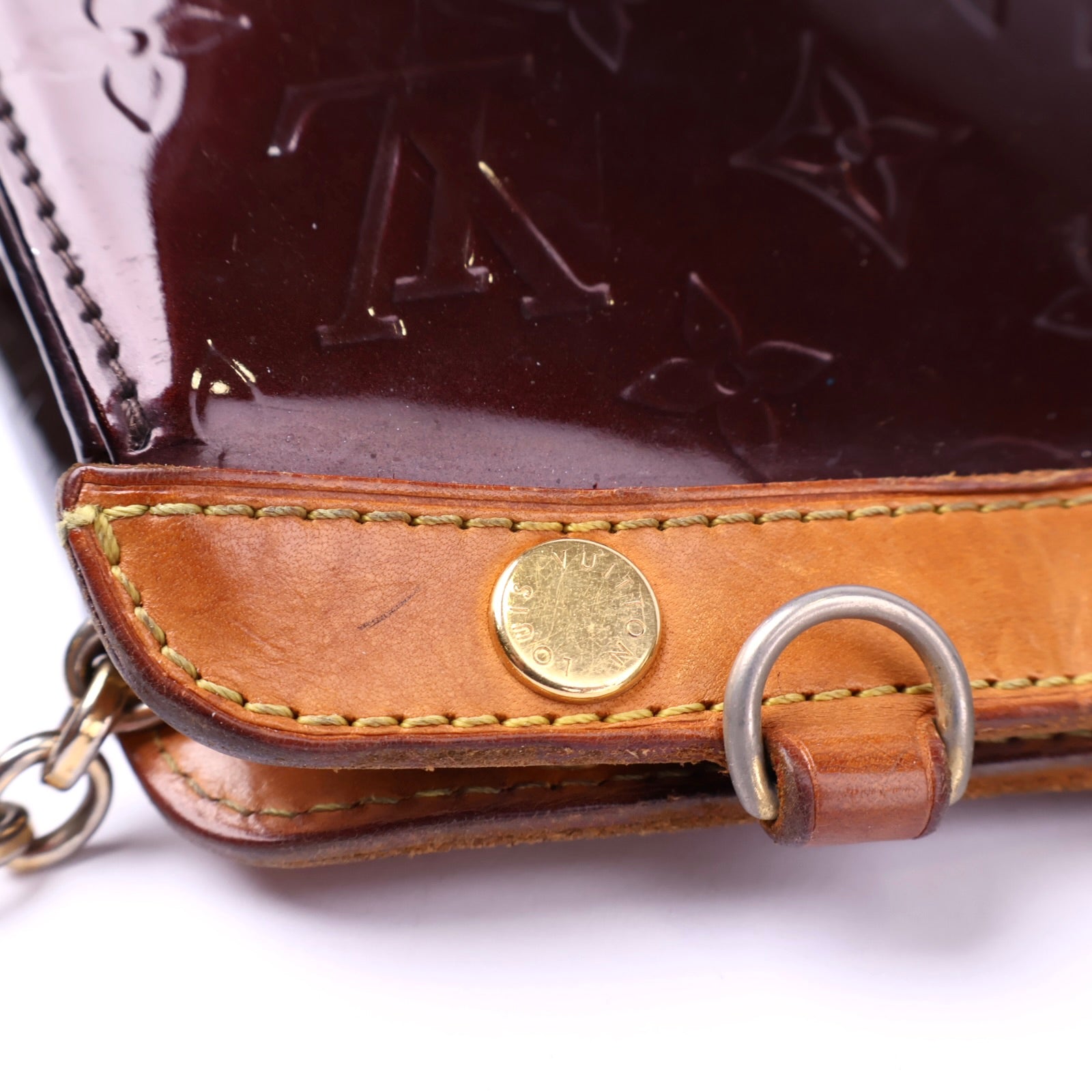 J2132 Louis Vuitton Amarante Monogram Vernis Brea MM Bag- Pre Owned