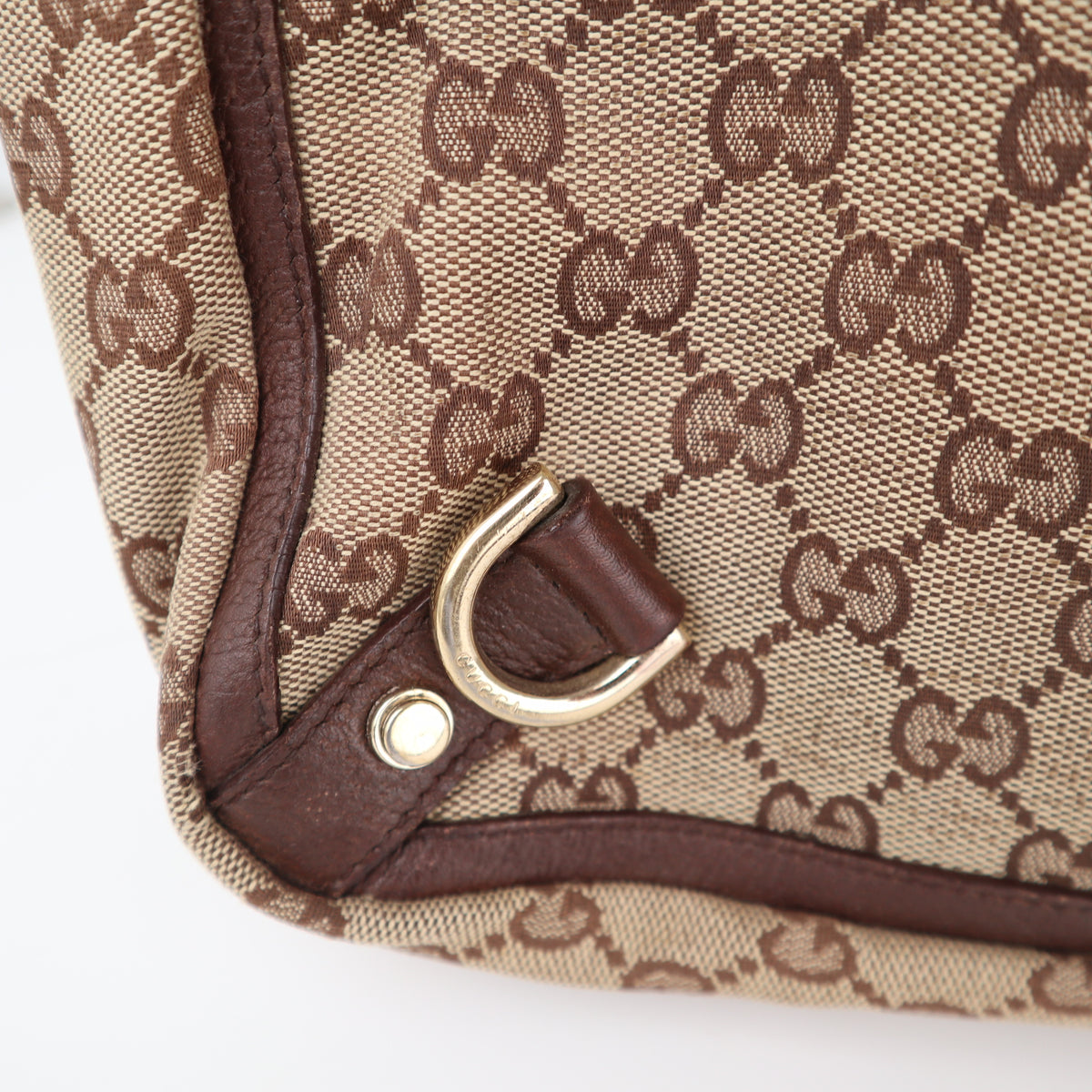 C2294 Gucci Tote Bag Abbey D Ring Tote Bag Beige GG Canvas Brown Leather | Pre-Owned Very Good Beige GG Canvas Canvas, Leather