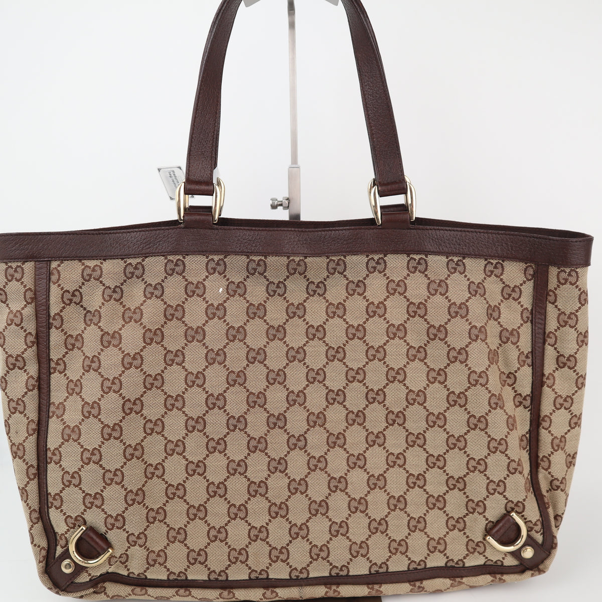 C2294 Gucci Tote Bag Abbey D Ring Tote Bag Beige GG Canvas Brown Leather | Pre-Owned Very Good Beige GG Canvas Canvas, Leather