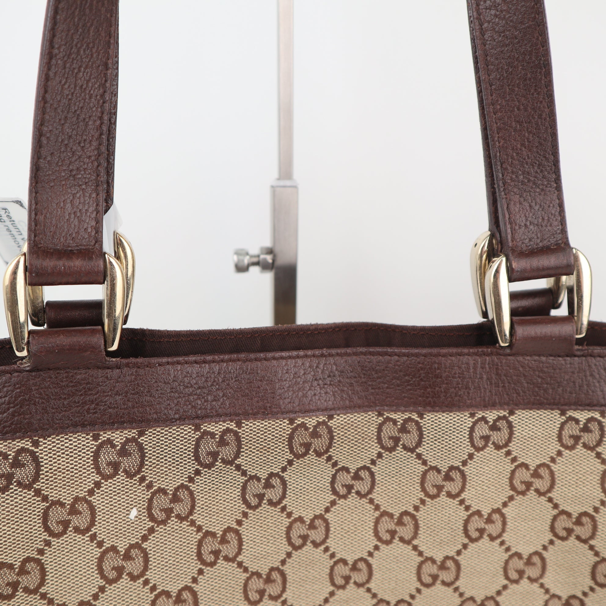 C2294 Gucci Tote Bag Abbey D Ring Tote Bag Beige GG Canvas Brown Leather | Pre-Owned Very Good Beige GG Canvas Canvas, Leather