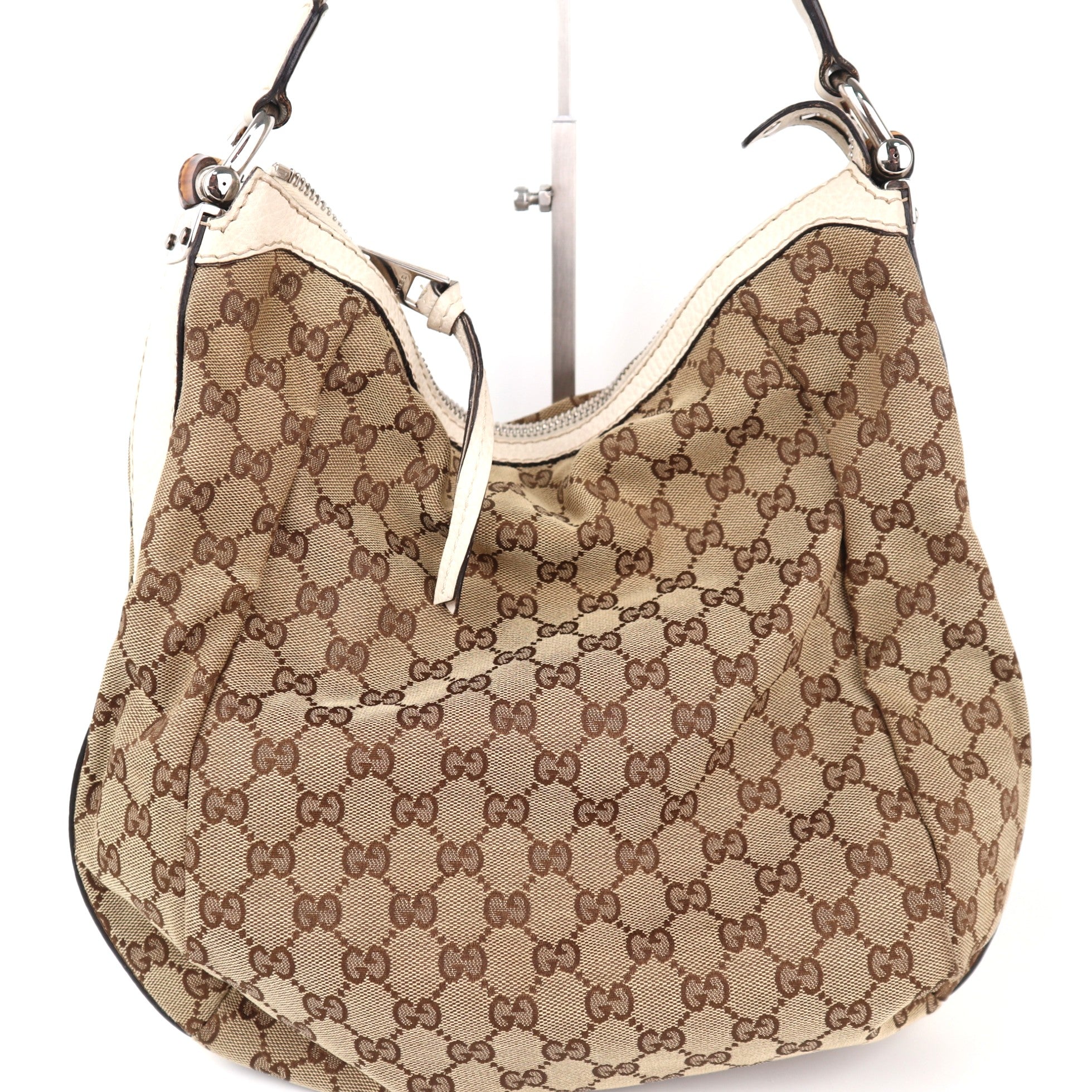 C2295 Gucci Tote Bag GG Canvas Bamboo Bar hobo | Pre-Owned Very Good Brown GG Canvas Canvas