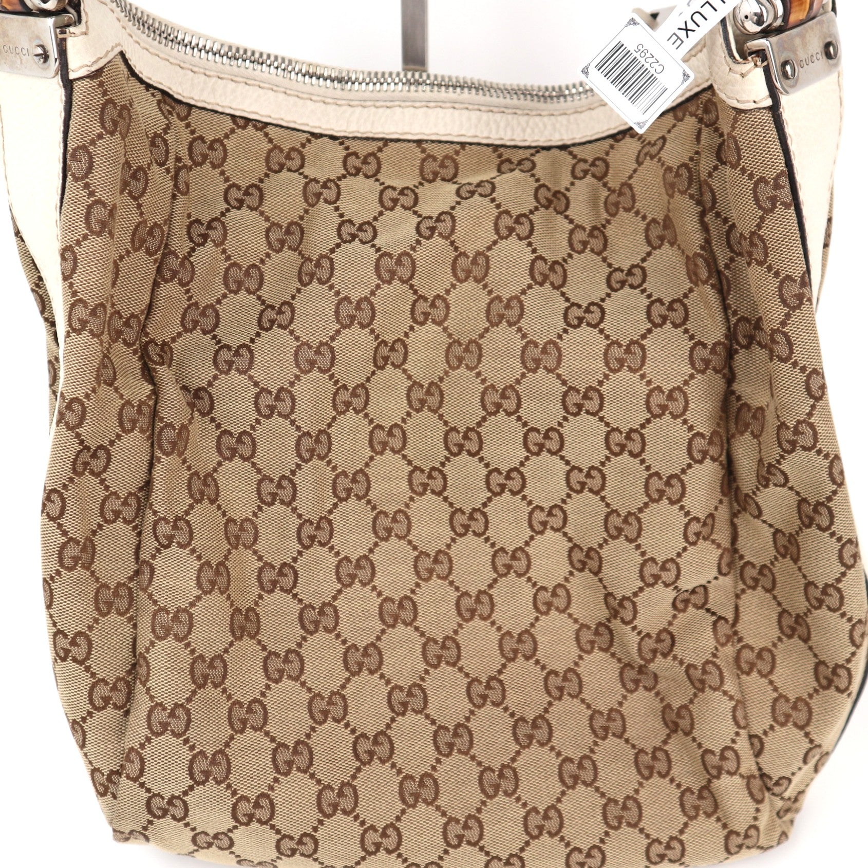 C2295 Gucci Tote Bag GG Canvas Bamboo Bar hobo | Pre-Owned Very Good Brown GG Canvas Canvas