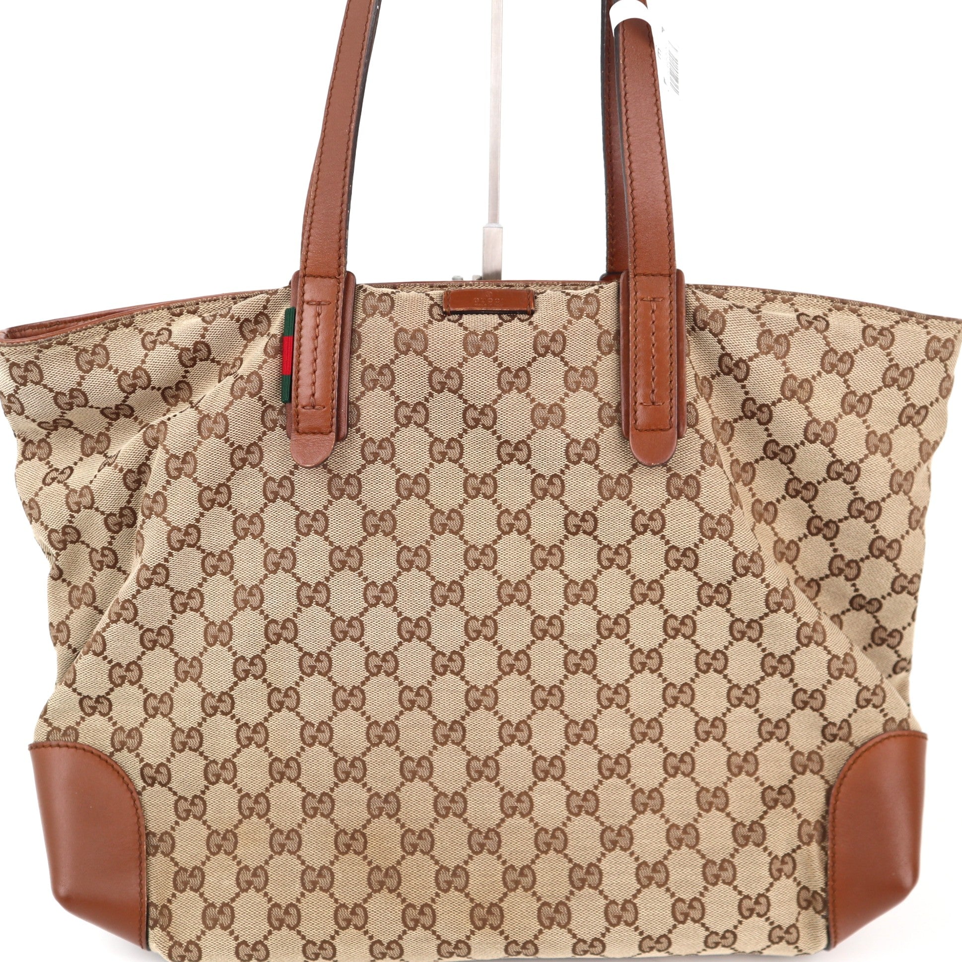C2297 Gucci Tote Bag GG Canvas Web | Pre-Owned Excellent Brown GG Canvas Canvas