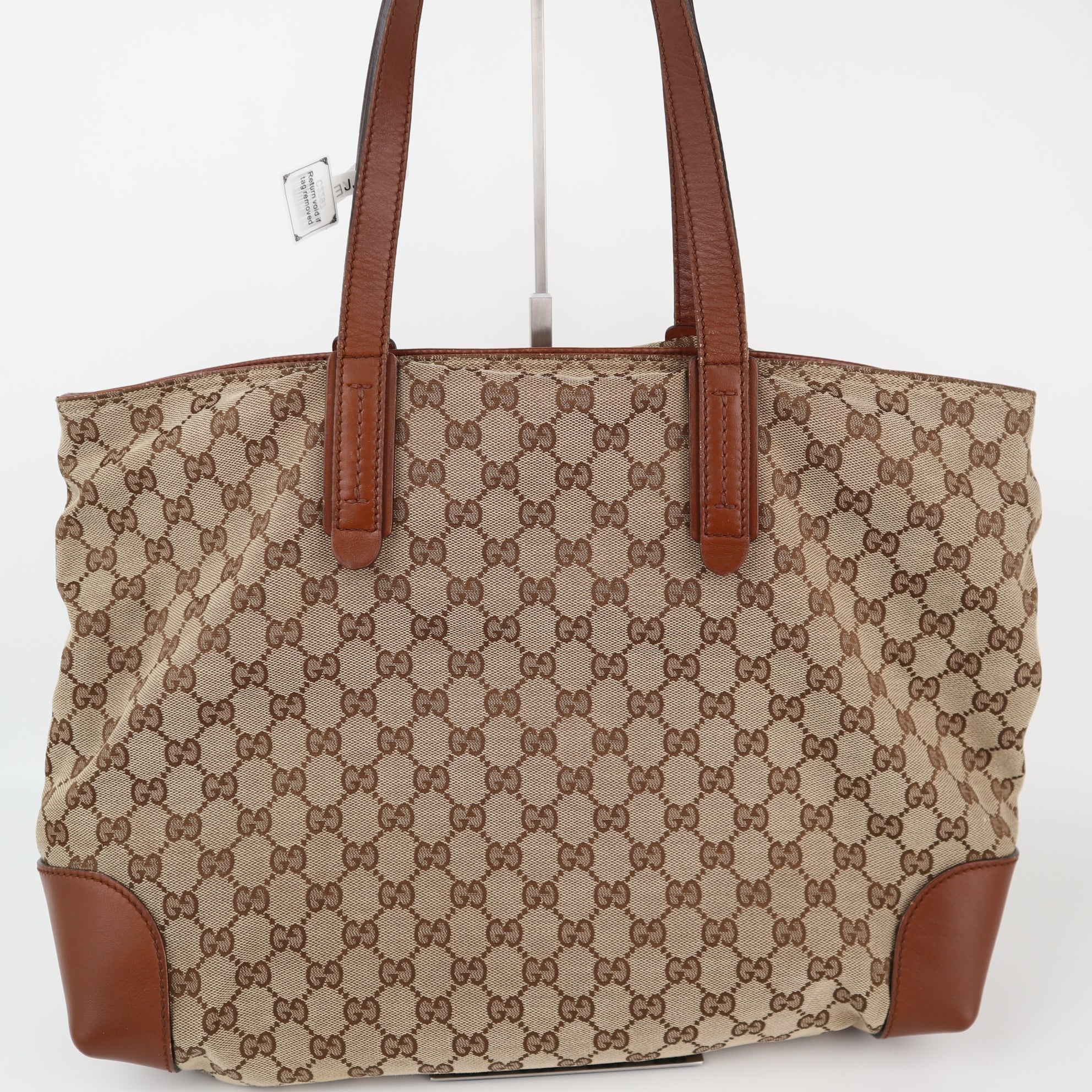 C2297 Gucci Tote Bag GG Canvas Web | Pre-Owned Excellent Brown GG Canvas Canvas