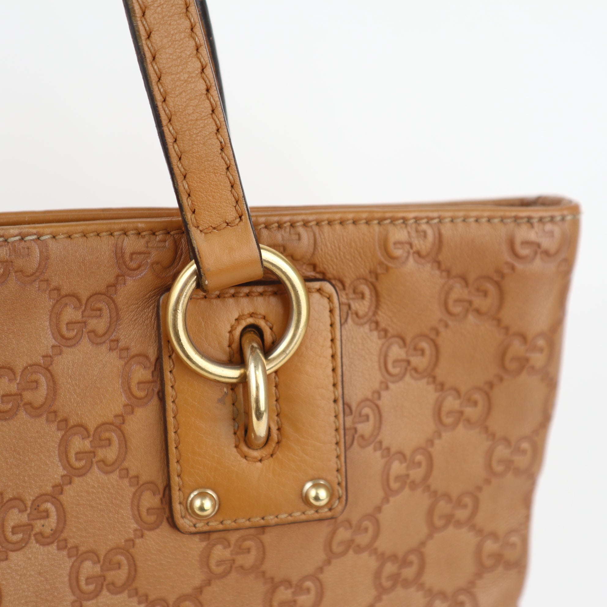 C2298 Gucci Tote Bag Guccissima GG Charm Medium | Pre-Owned Excellent Brown Guccissima Leather