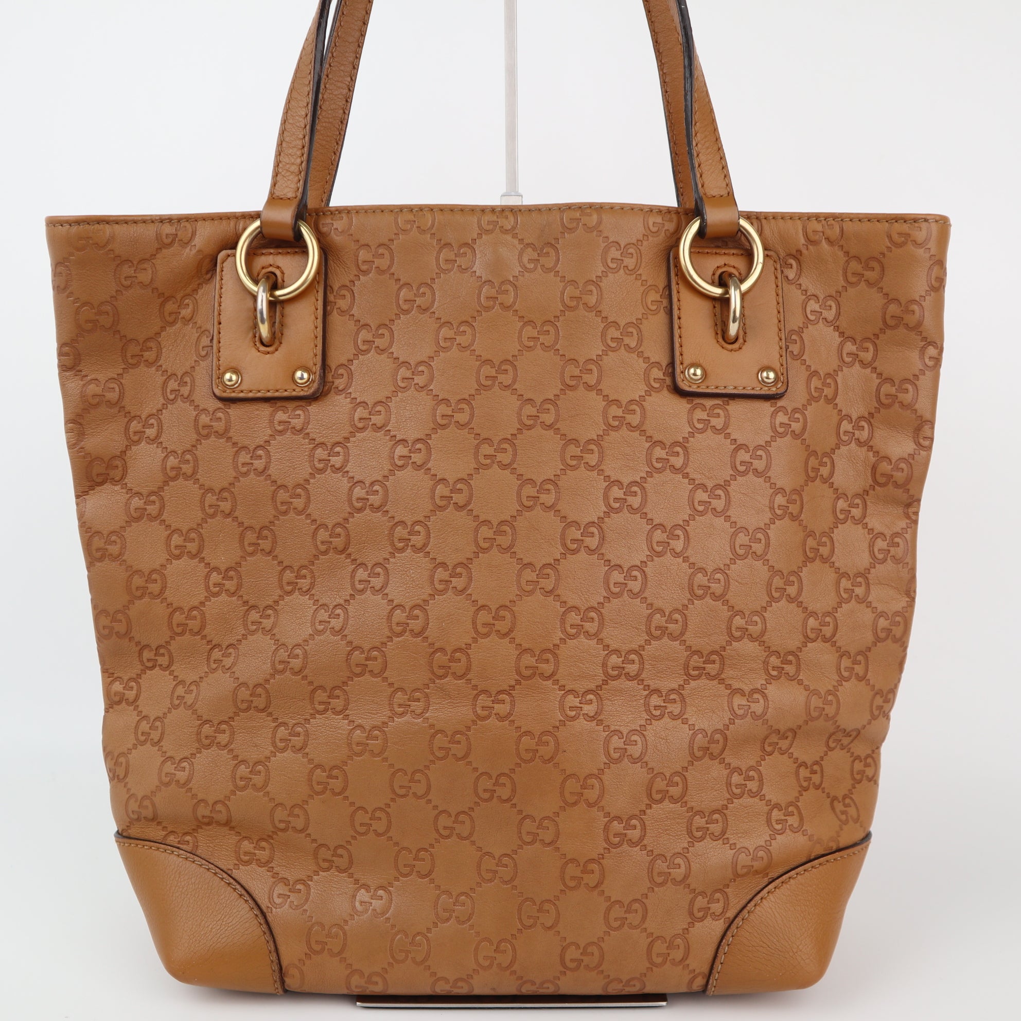 C2298 Gucci Tote Bag Guccissima GG Charm Medium | Pre-Owned Excellent Brown Guccissima Leather