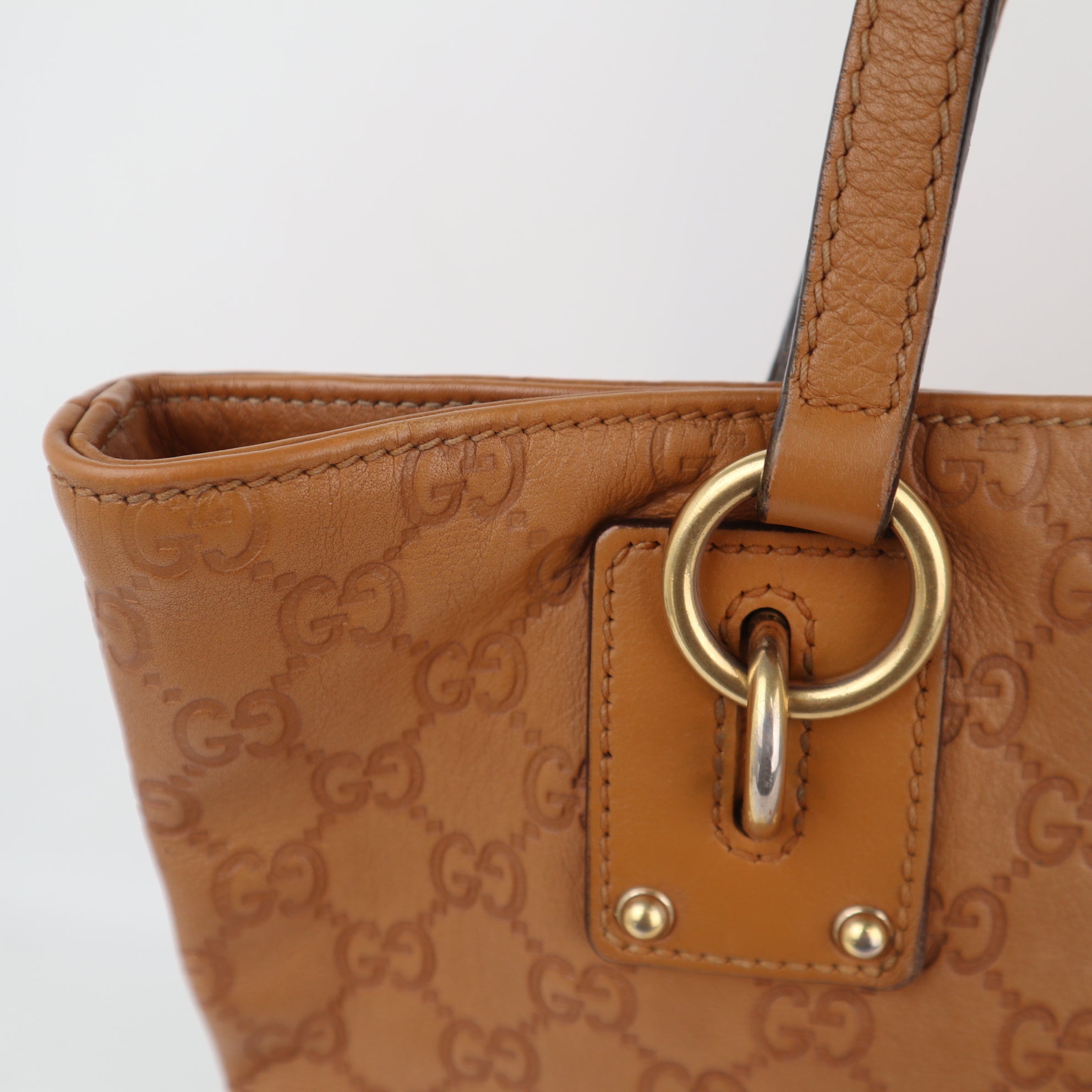 C2298 Gucci Tote Bag Guccissima GG Charm Medium | Pre-Owned Excellent Brown Guccissima Leather