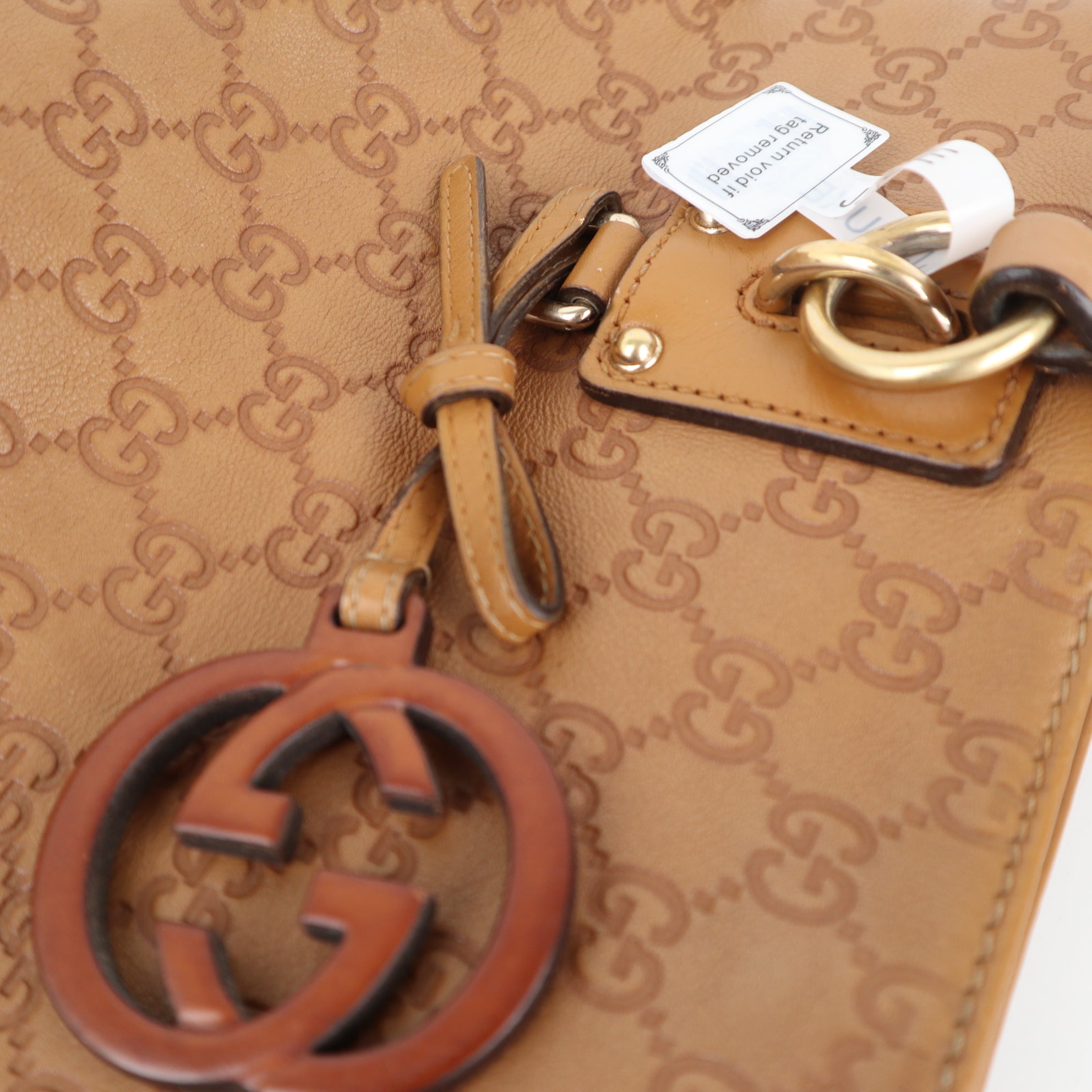 C2298 Gucci Tote Bag Guccissima GG Charm Medium | Pre-Owned Excellent Brown Guccissima Leather