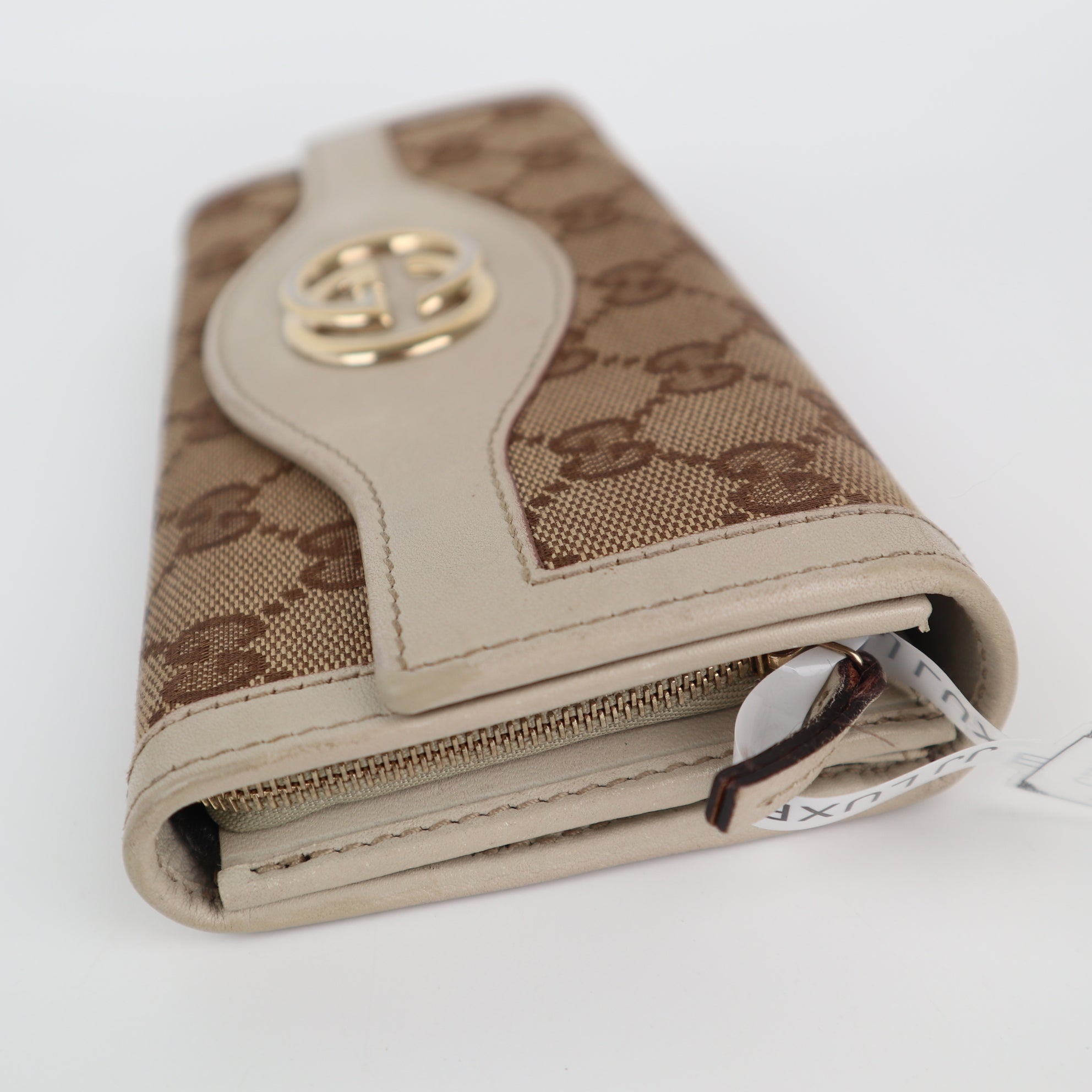 C2299 Gucci Wallet GG Canvas Sukey Interlocking G | Pre-Owned Very Good Brown GG Canvas Canvas