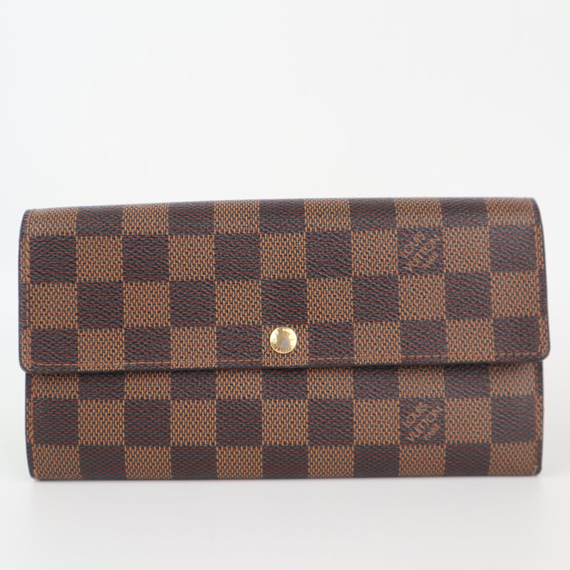 C2302 Louis Vuitton Wallet Damier Ebene Sarah Wallet | Pre-Owned Very Good Brown Damier Ebene Canvas