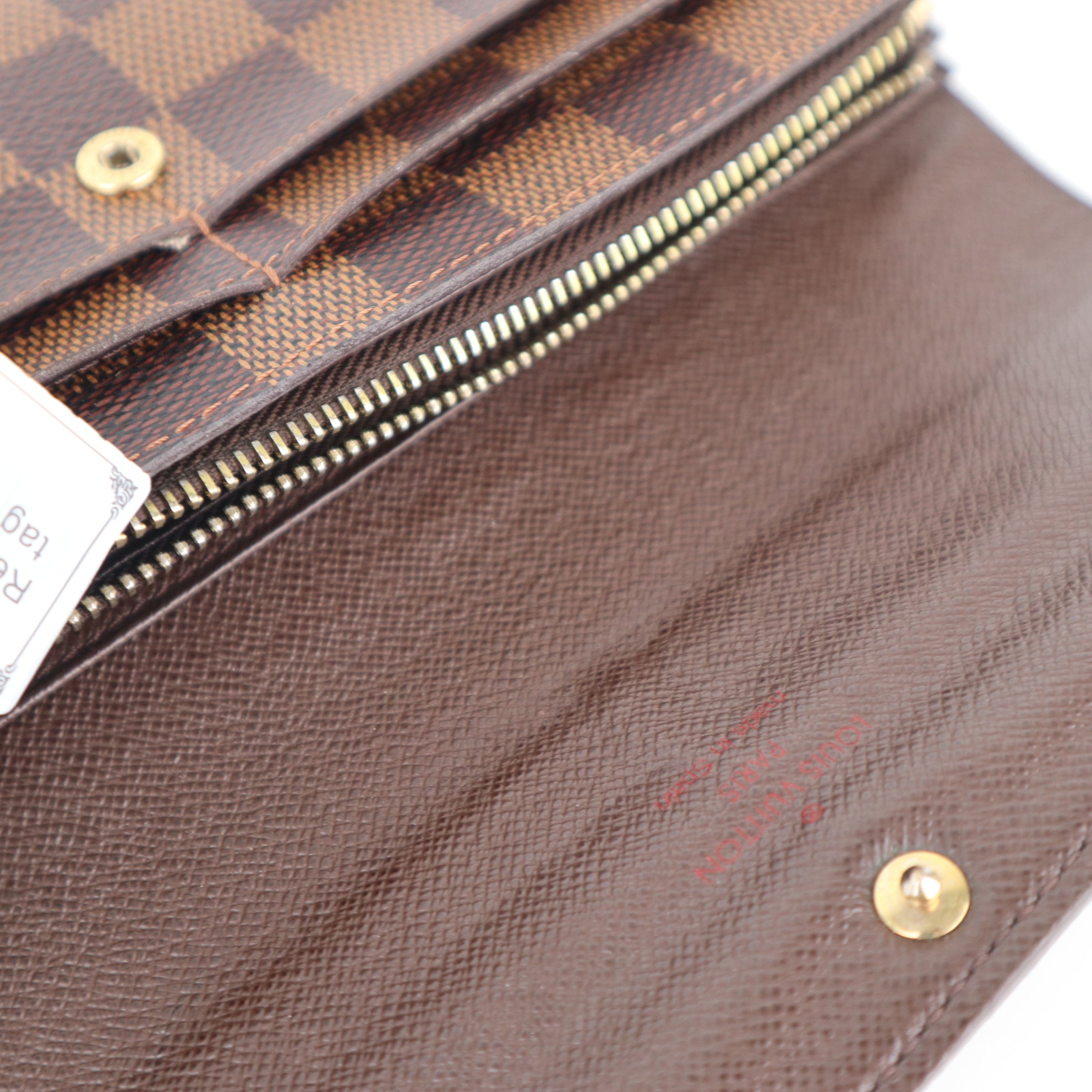 C2302 Louis Vuitton Wallet Damier Ebene Sarah Wallet | Pre-Owned Very Good Brown Damier Ebene Canvas