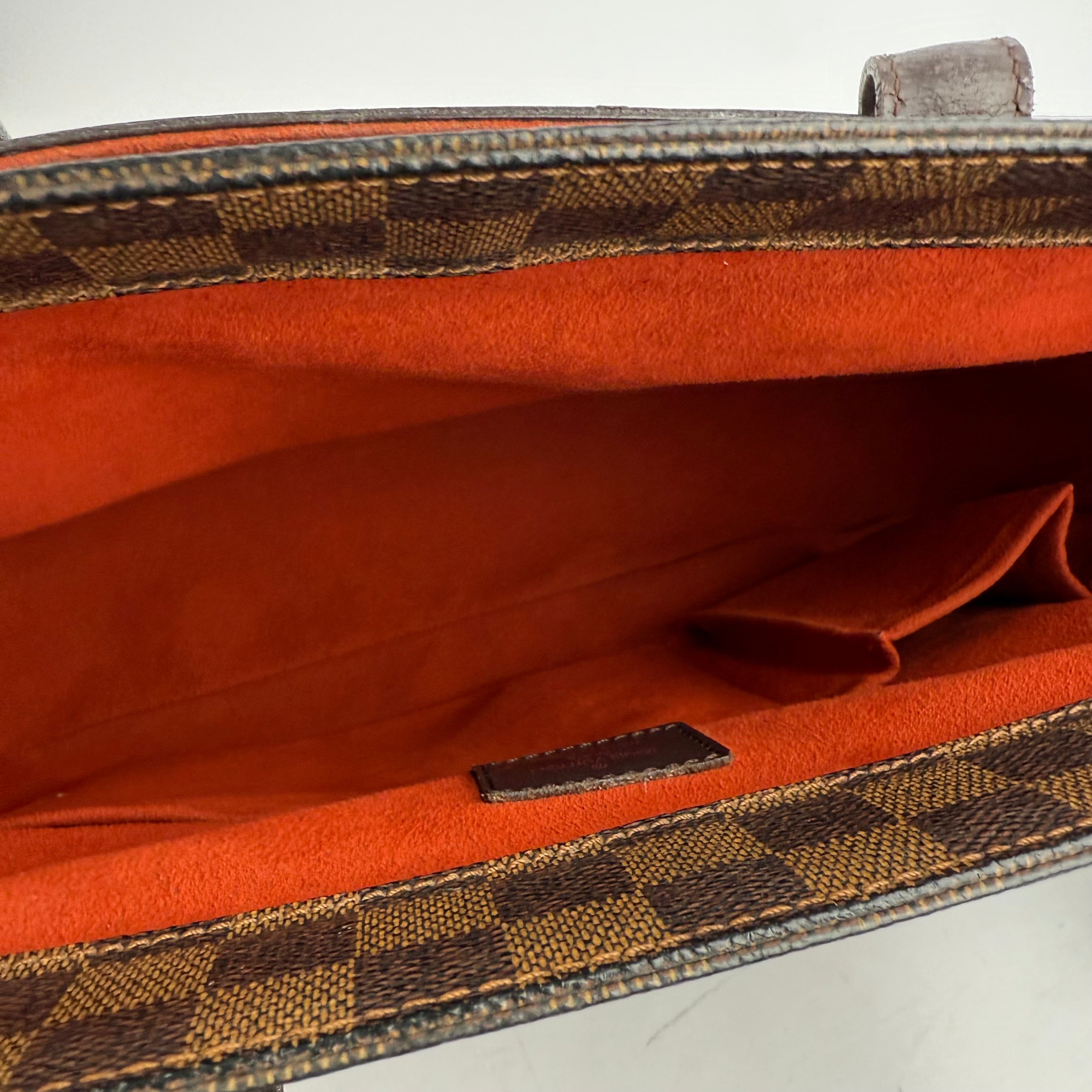 J2915 Louis Vuitton Tote Bag Damier Ebene Parioli PM | Pre-Owned Brown Damier Ebene Coated Canvas; Leather