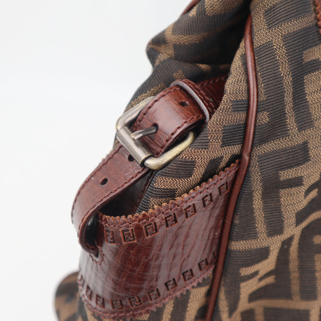 C2307 Fendi Shoulder Bag Zucca FF Du Jour Brown Shoulder Bags | Pre-Owned Very Good Brown FF Monogram Canvas