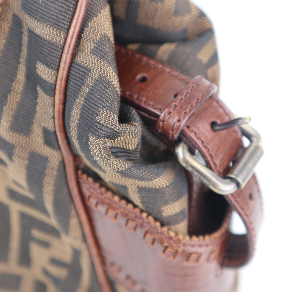 C2307 Fendi Shoulder Bag Zucca FF Du Jour Brown Shoulder Bags | Pre-Owned Very Good Brown FF Monogram Canvas