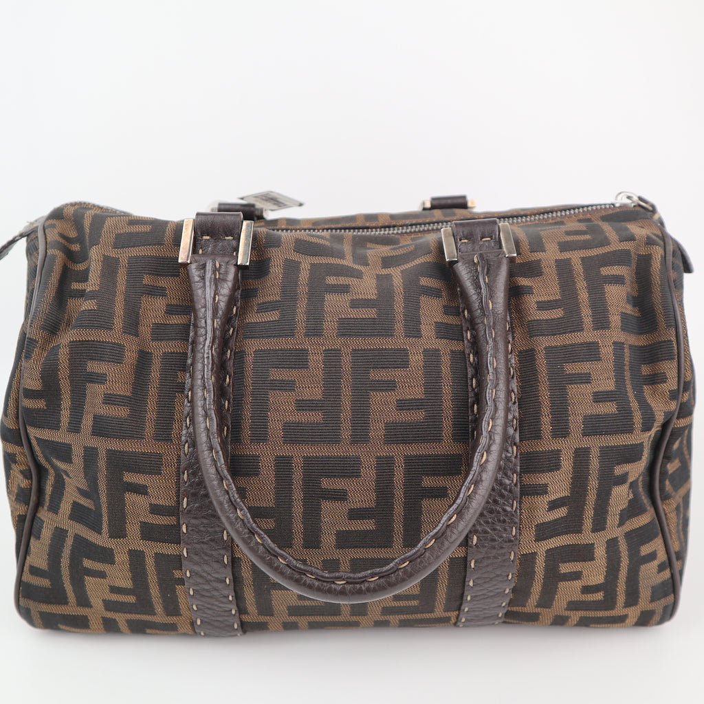 C2308 Fendi Top Handle Bag Zucca Boston | Pre-Owned Very Good Brown FF Monogram Canvas