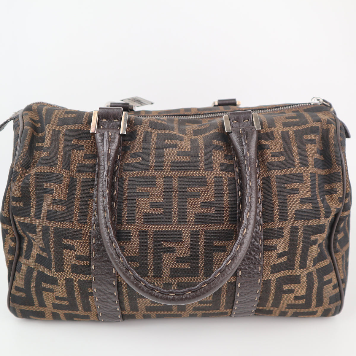 C2308 Fendi Top Handle Bag Zucca Boston | Pre-Owned Very Good Brown FF Monogram Canvas