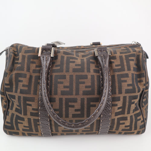 C2308 Fendi Top Handle Bag Zucca Boston | Pre-Owned Very Good Brown FF Monogram Canvas