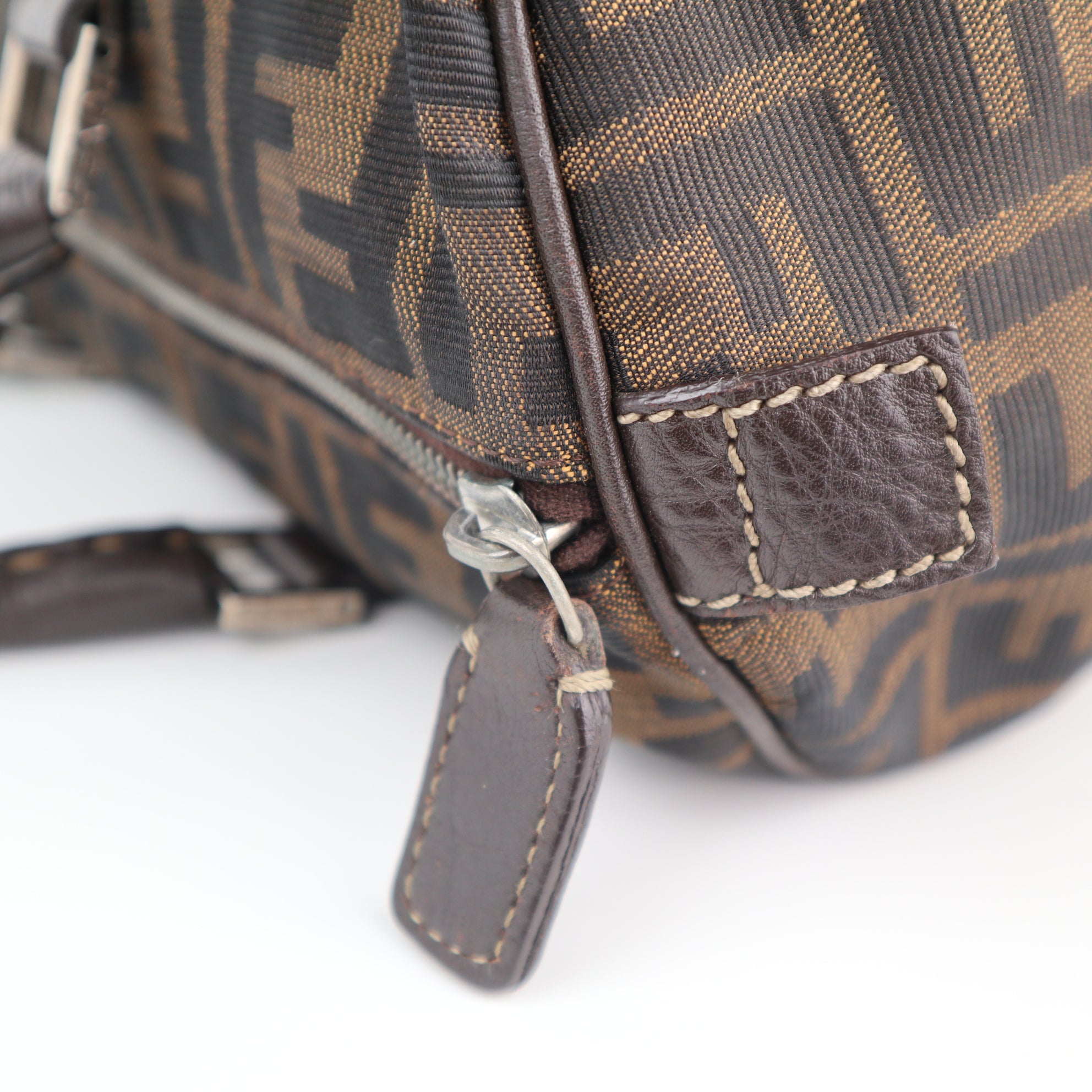 C2308 Fendi Top Handle Bag Zucca Boston | Pre-Owned Very Good Brown FF Monogram Canvas