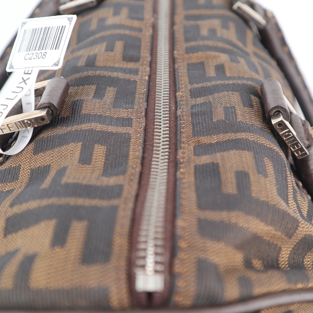C2308 Fendi Top Handle Bag Zucca Boston | Pre-Owned Very Good Brown FF Monogram Canvas