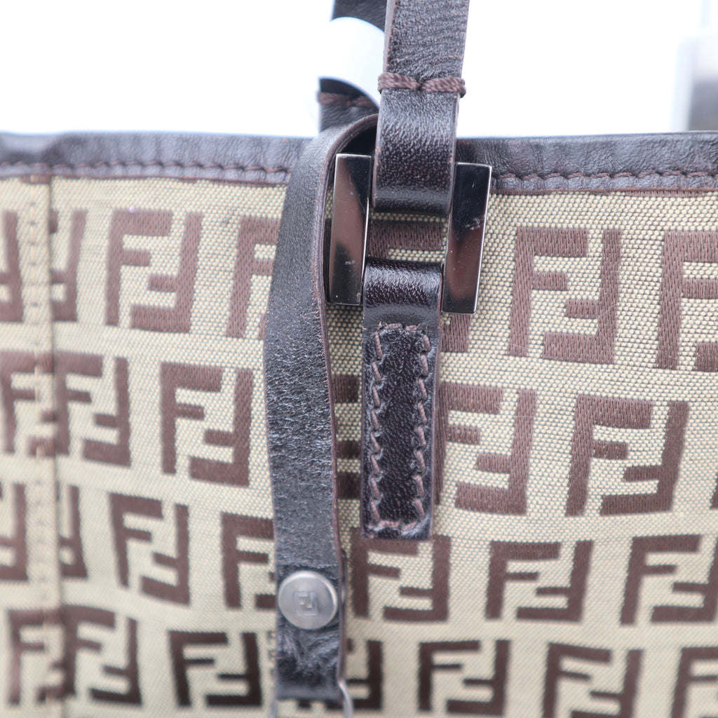 C2309 Fendi Tote Bag Zucchino Tote | Pre-Owned Very Good Brown FF Monogram Canvas