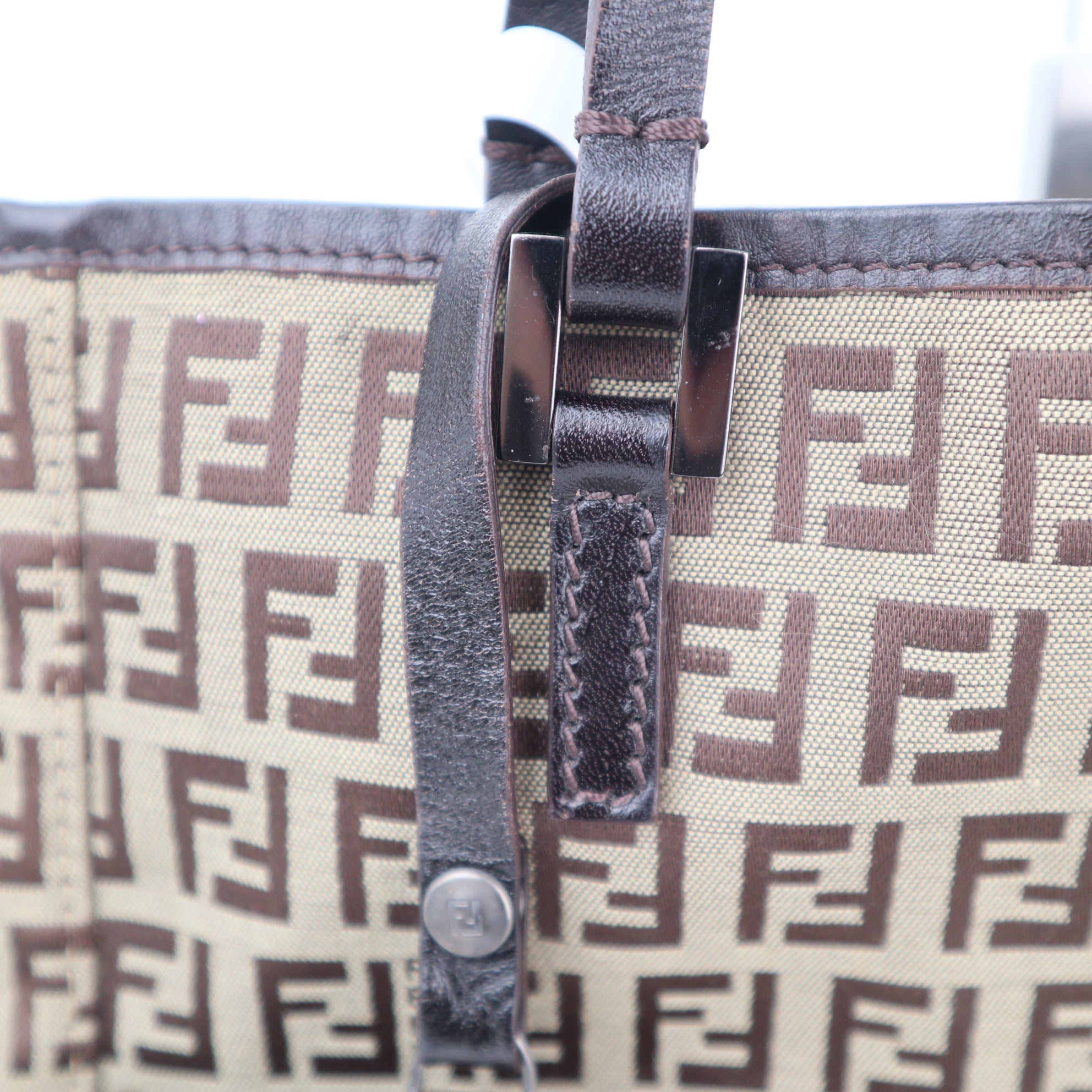 C2309 Fendi Tote Bag Zucchino Tote | Pre-Owned Very Good Brown FF Monogram Canvas