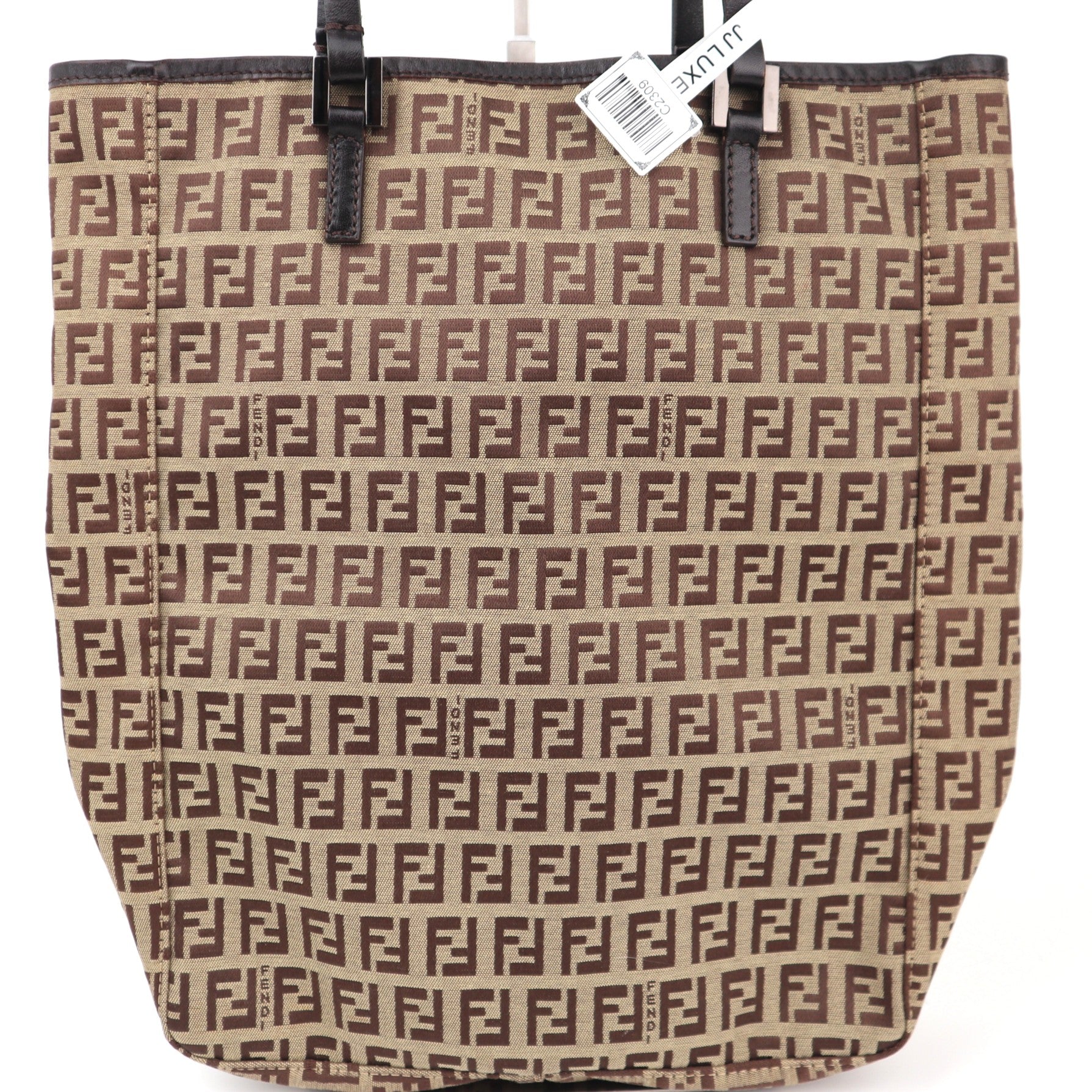 C2309 Fendi Tote Bag Zucchino Tote | Pre-Owned Very Good Brown FF Monogram Canvas