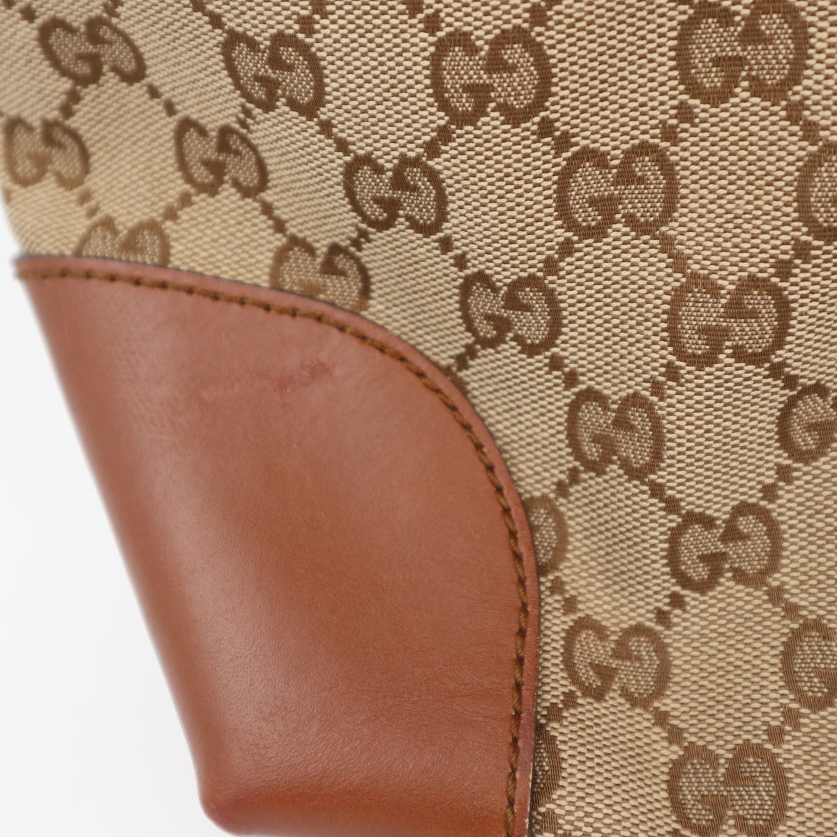C2310 Gucci Tote Bag GG Canvas Web Tote Bag | Pre-Owned Very Good Brown GG Monogram Canvas