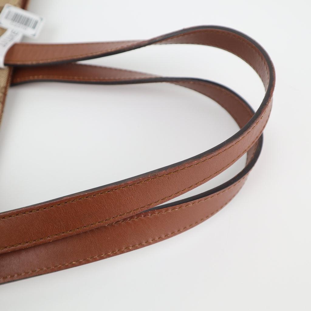 C2310 Gucci Tote Bag GG Canvas Web Tote Bag | Pre-Owned Very Good Brown GG Monogram Canvas
