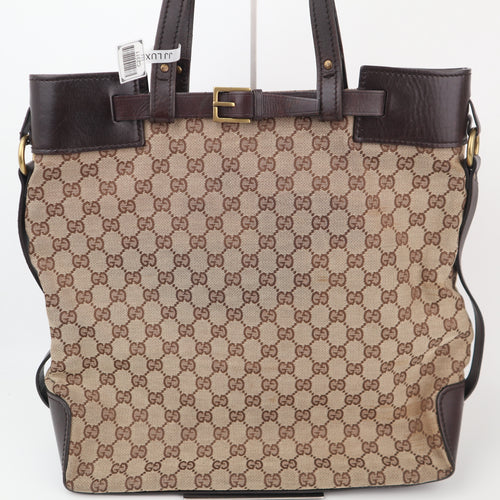 C2311# Gucci Tote Bag GG Canvas tote | Pre-Owned Very Good Brown GG Monogram Canvas