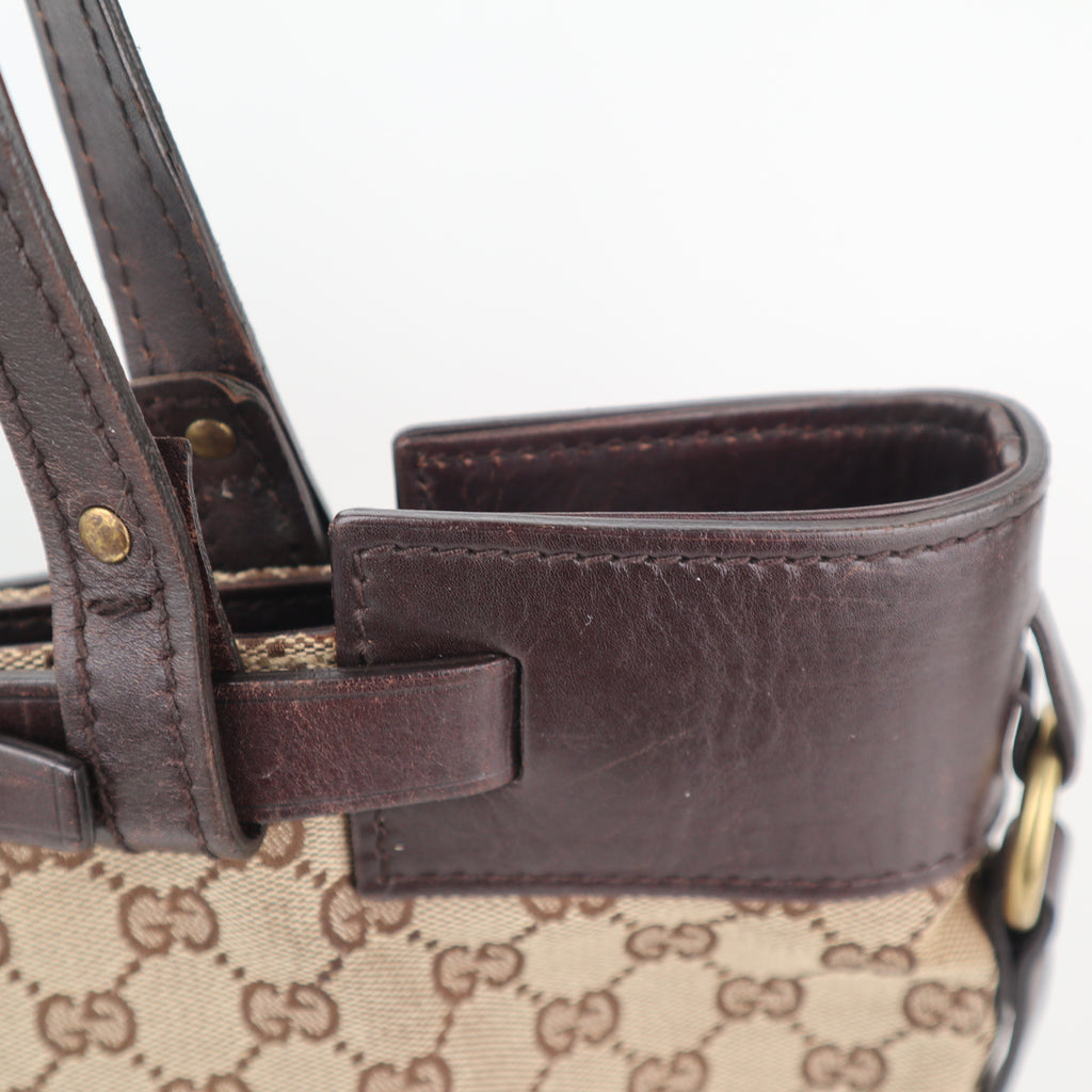 C2311# Gucci Tote Bag GG Canvas tote | Pre-Owned Very Good Brown GG Monogram Canvas