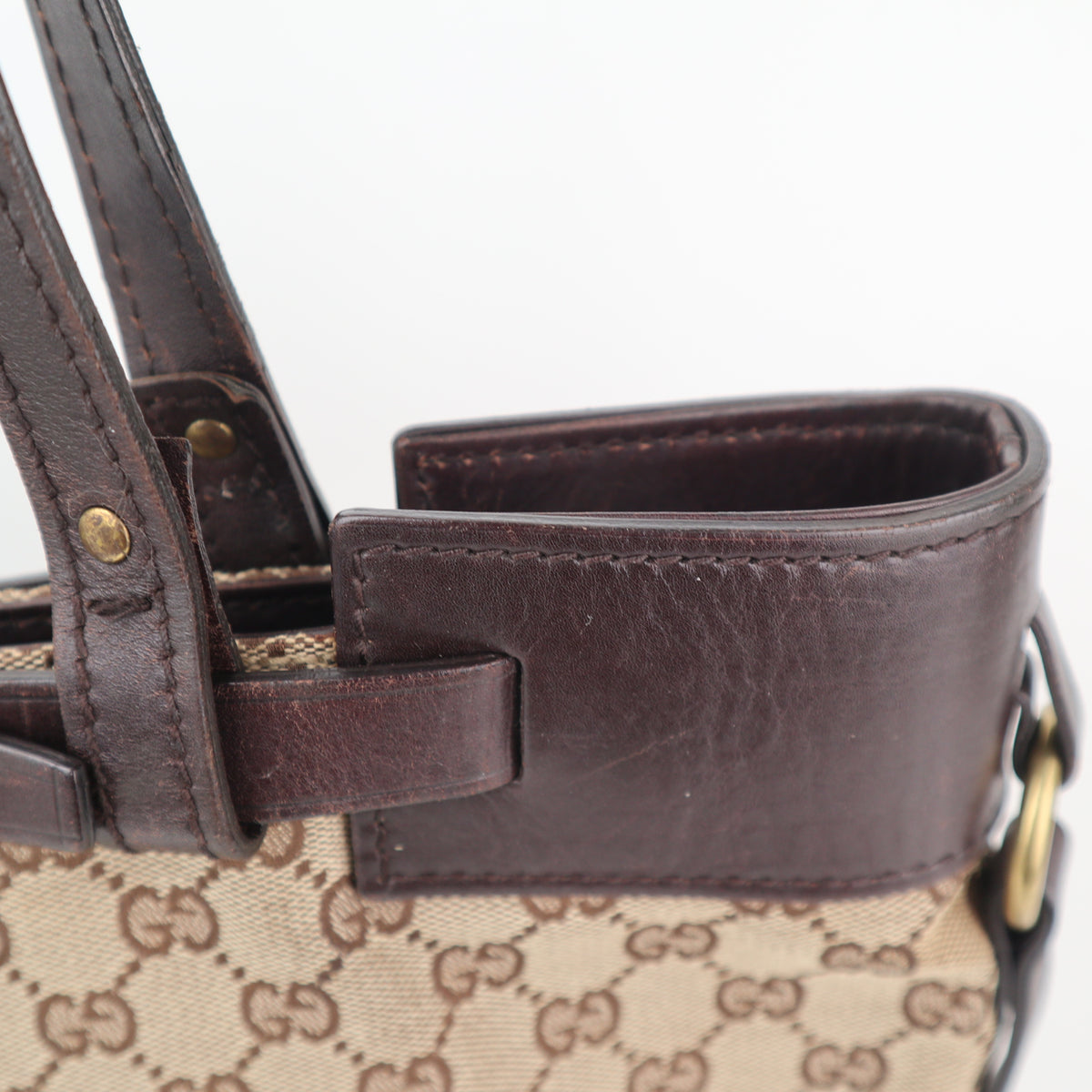 C2311# Gucci Tote Bag GG Canvas tote | Pre-Owned Very Good Brown GG Monogram Canvas