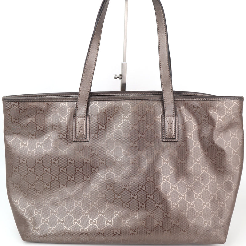 C2314 Gucci Tote Bag GG Imprime Monogram Medium Zippered Shopping Tote | Pre-Owned Very Good Red GG Monogram, Monogram Canvas