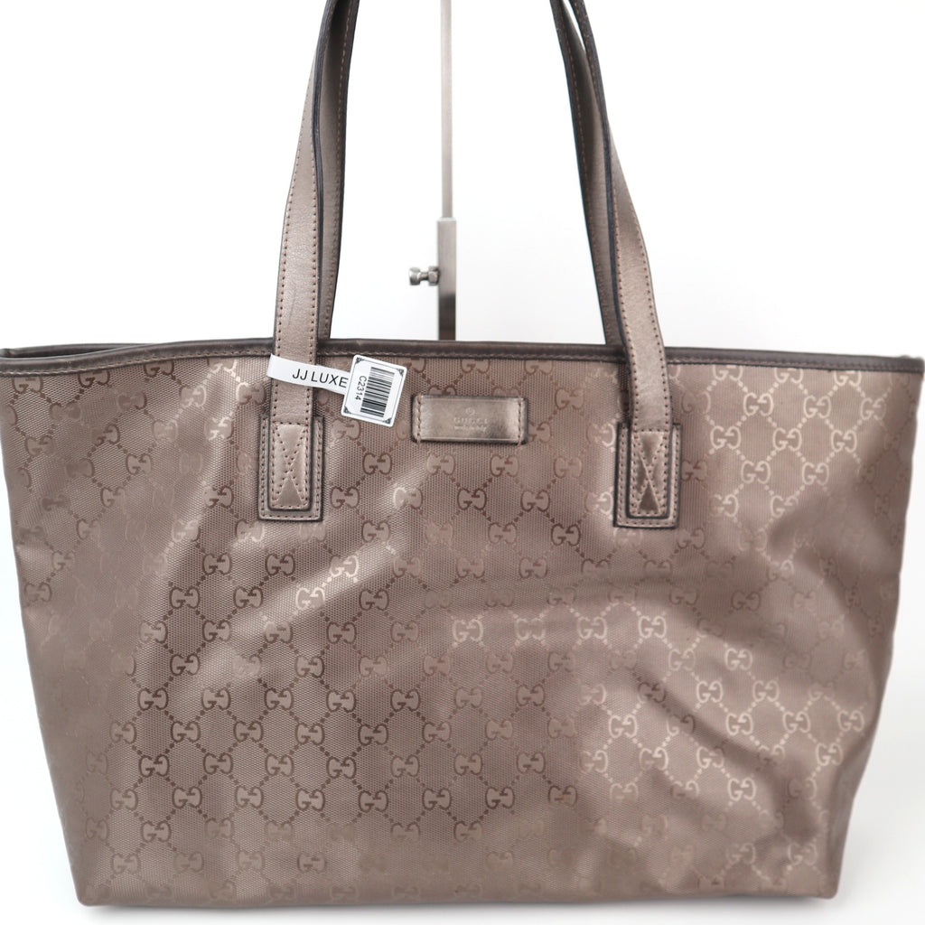 C2314 Gucci Tote Bag GG Imprime Monogram Medium Zippered Shopping Tote | Pre-Owned Very Good Red GG Monogram, Monogram Canvas