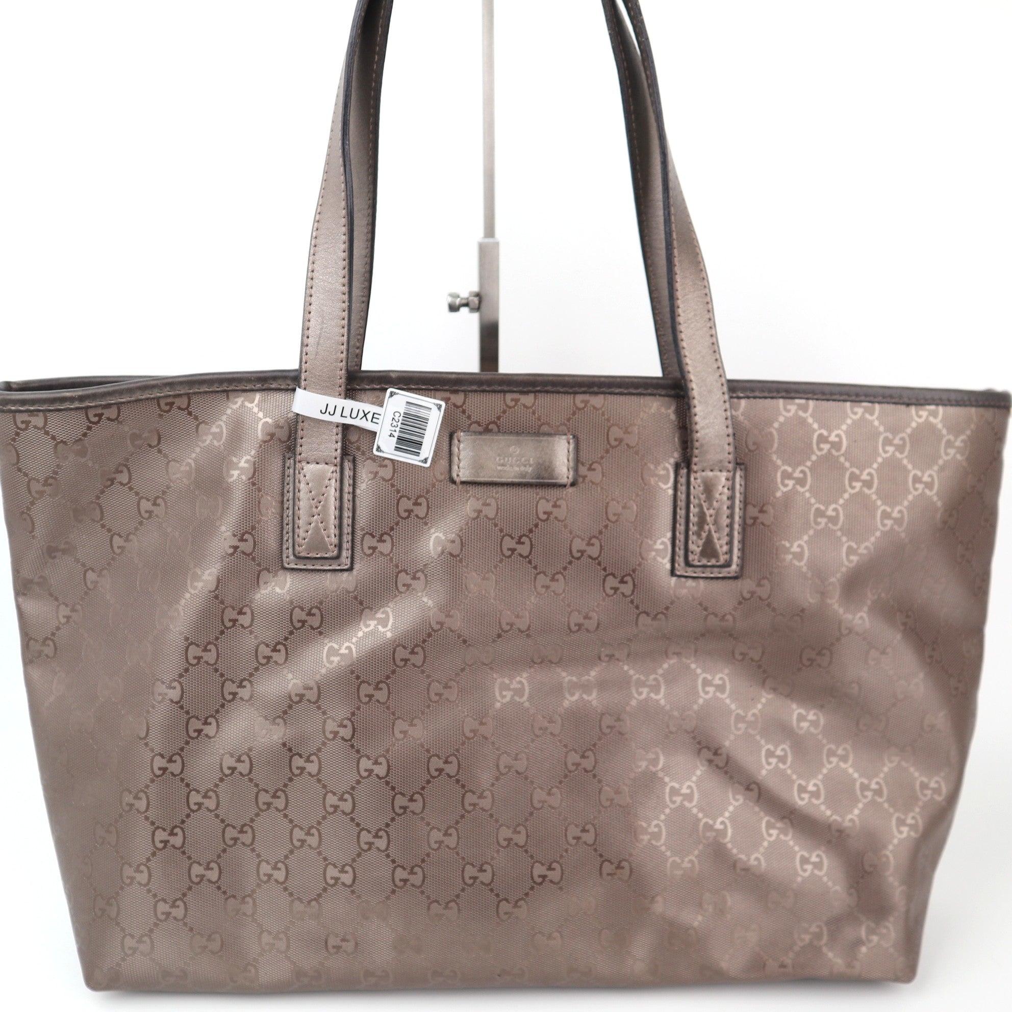C2314 Gucci Tote Bag GG Imprime Monogram Medium Zippered Shopping Tote | Pre-Owned Very Good Red GG Monogram, Monogram Canvas