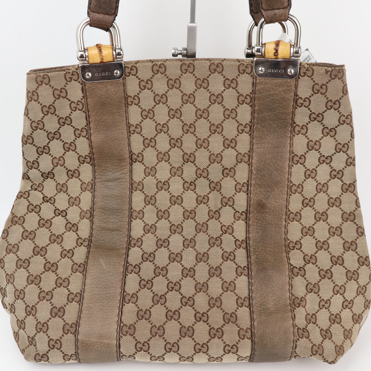 C2315 Gucci Tote Bag GG Canvas Bamboo Bar Brown Totes | Pre-Owned Excellent Brown GG Monogram Canvas