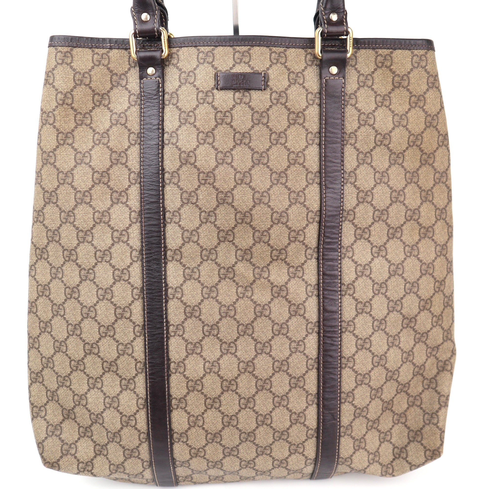 C2317 Gucci Tote Bag GG Canvas Tote Vertical | Pre-Owned Very Good Brown GG Monogram Canvas