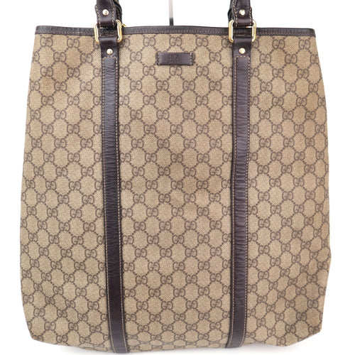 C2317 Gucci Tote Bag GG Canvas Tote Vertical | Pre-Owned Very Good Brown GG Monogram Canvas