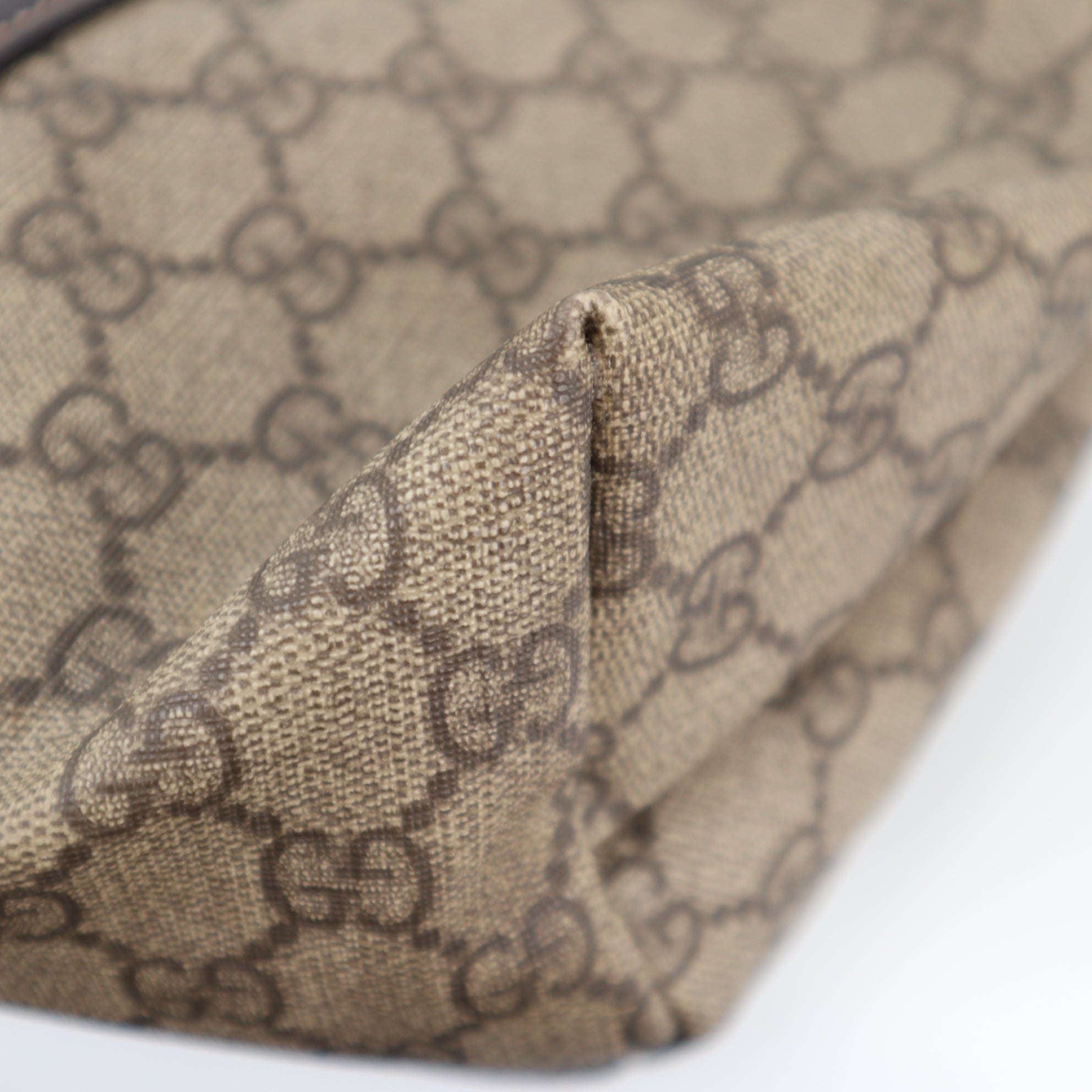C2317 Gucci Tote Bag GG Canvas Tote Vertical | Pre-Owned Very Good Brown GG Monogram Canvas