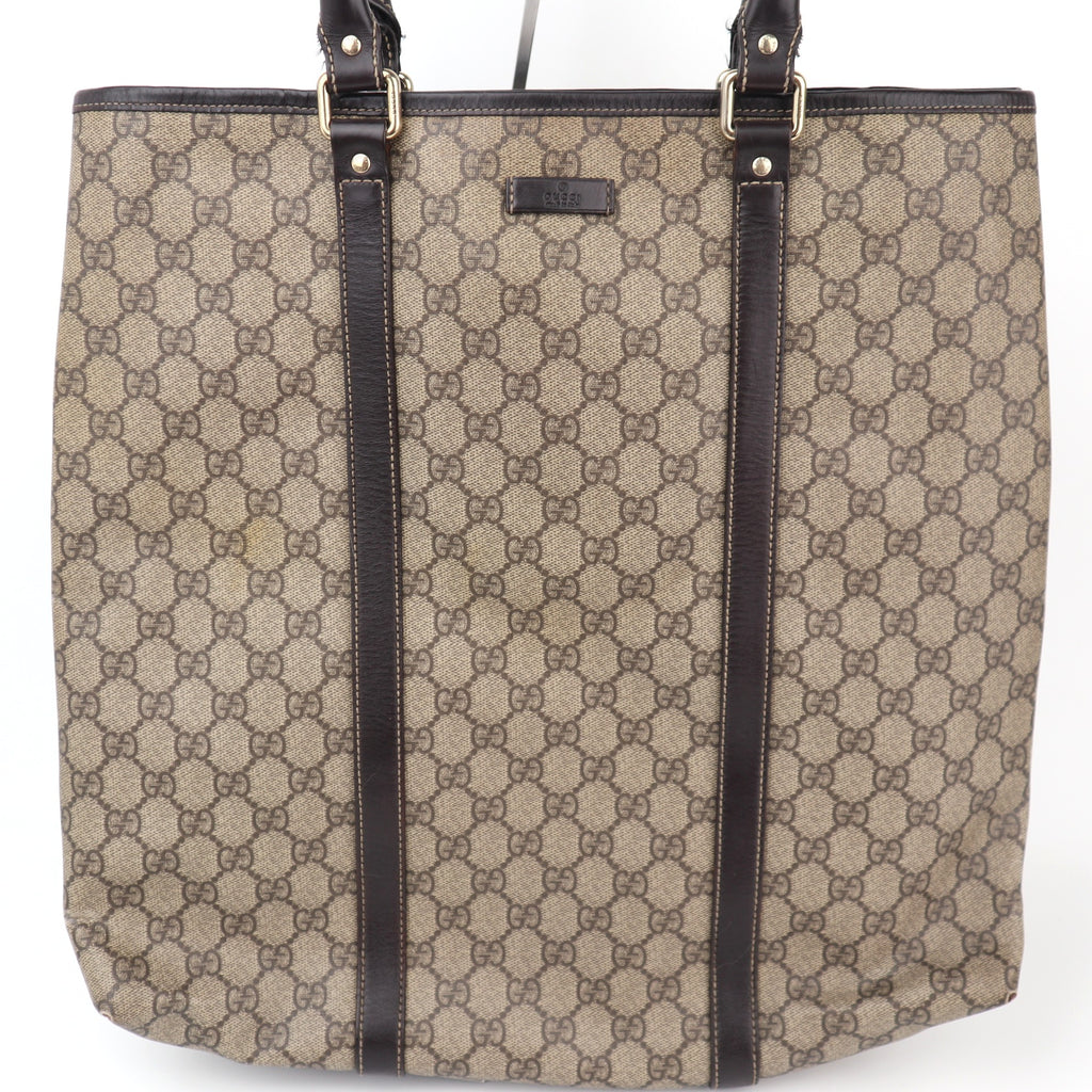C2318 Gucci Tote Bag GG Canvas Tote Vertical | Pre-Owned Very Good Brown GG Monogram Canvas
