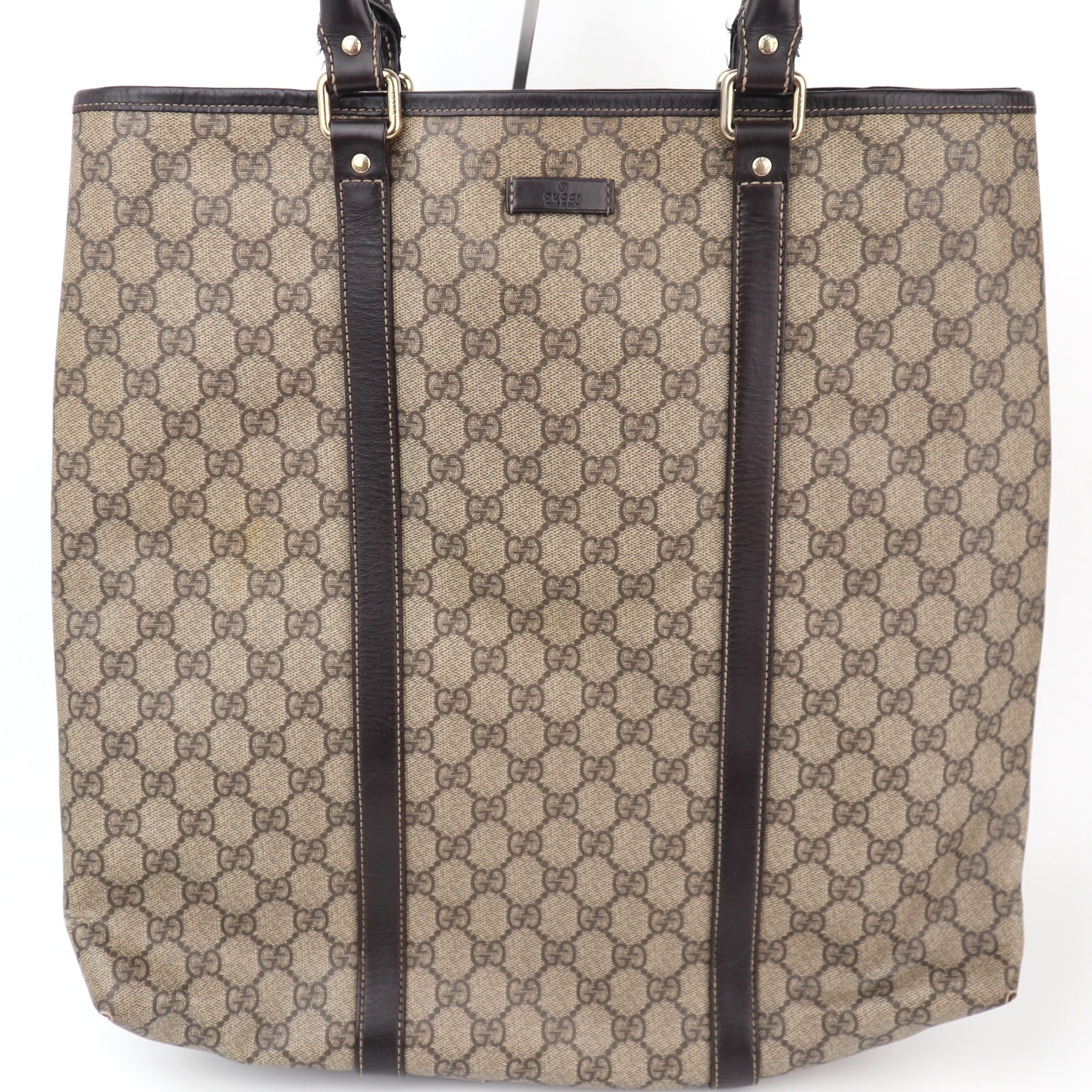 C2318 Gucci Tote Bag GG Canvas Tote Vertical | Pre-Owned Very Good Brown GG Monogram Canvas