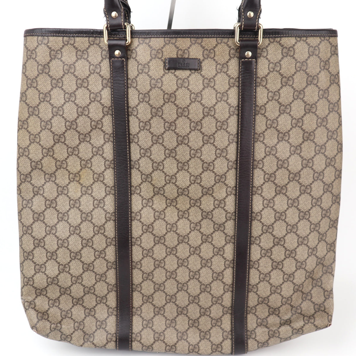 C2318 Gucci Tote Bag GG Canvas Tote Vertical | Pre-Owned Very Good Brown GG Monogram Canvas