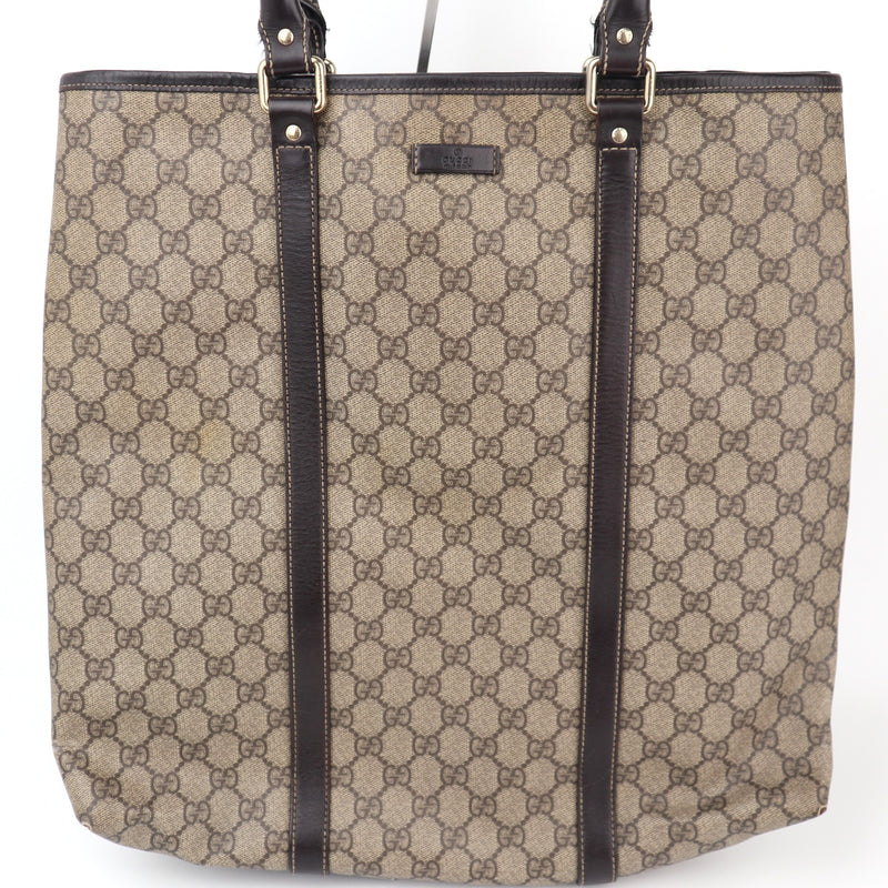 C2318 Gucci Tote Bag GG Canvas Tote Vertical | Pre-Owned Very Good Brown GG Monogram Canvas