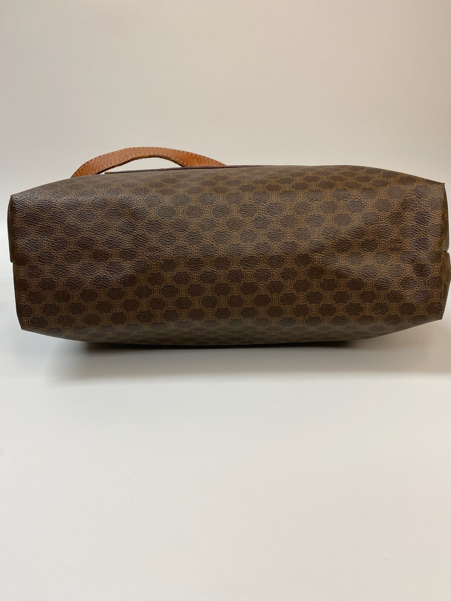 J2953 Celine Tote Bag Macadam Tote | Pre-Owned Brown Macadam Coated canvas, Leather trim