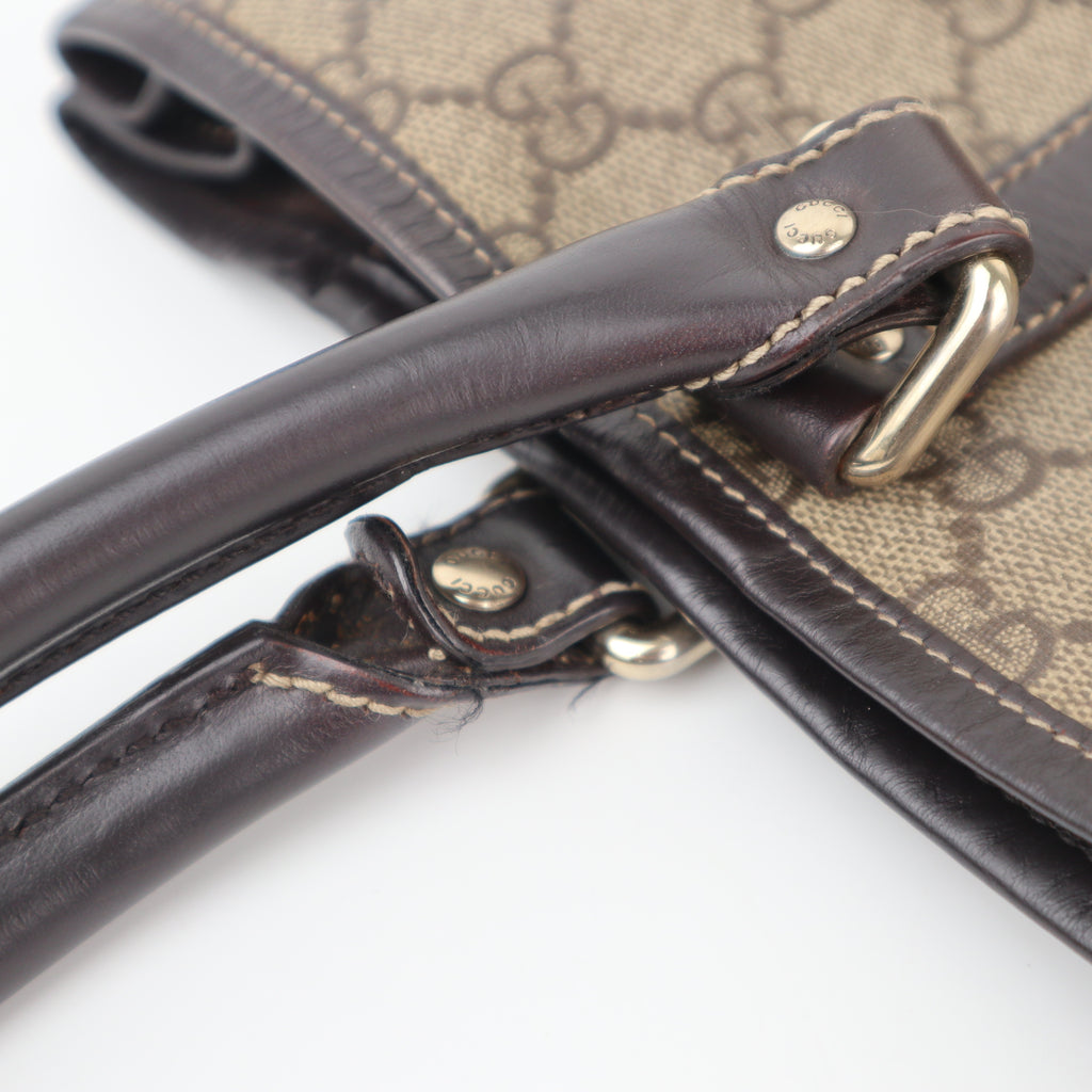 C2318 Gucci Tote Bag GG Canvas Tote Vertical | Pre-Owned Very Good Brown GG Monogram Canvas