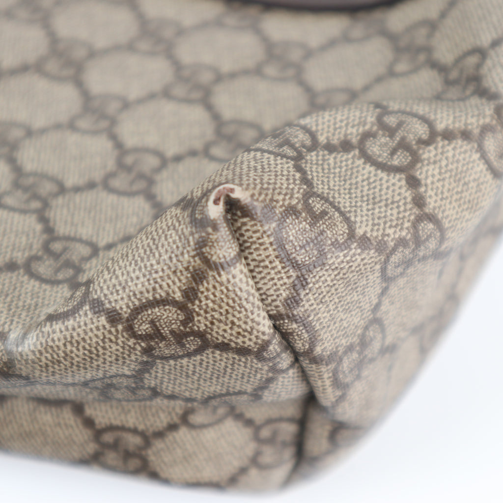 C2318 Gucci Tote Bag GG Canvas Tote Vertical | Pre-Owned Very Good Brown GG Monogram Canvas