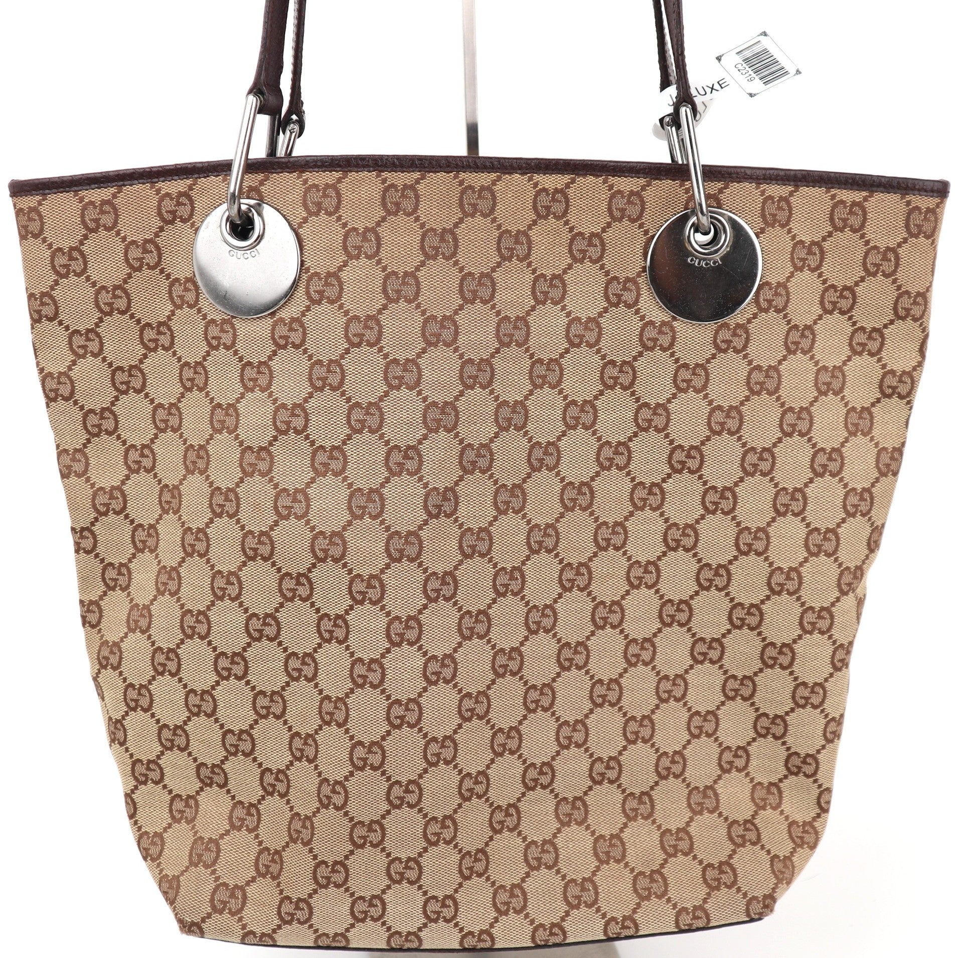 C2319 Gucci Tote Bag Monogram Large Eclipse Tote Brown | Pre-Owned Very Good Brown Monogram Canvas