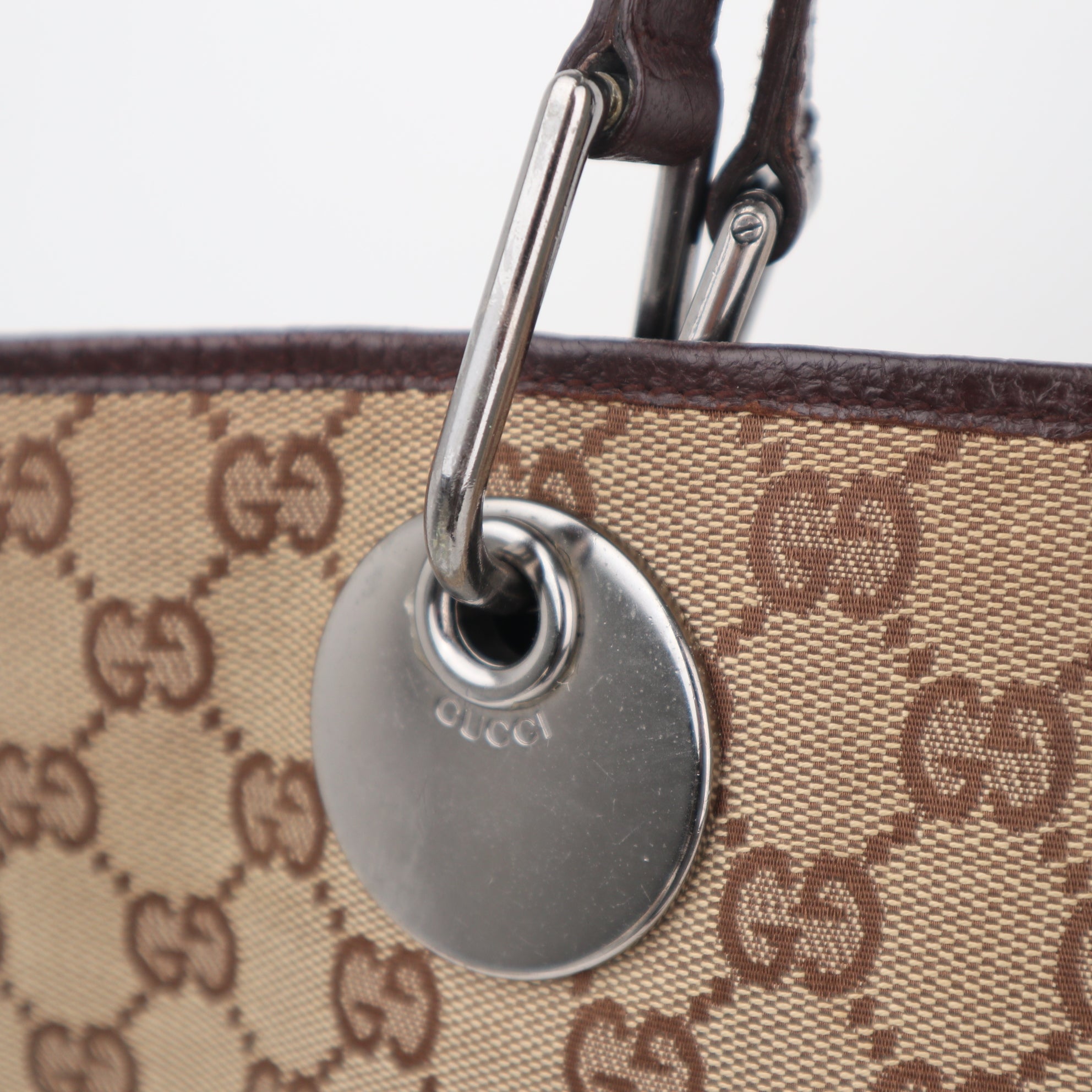 C2319 Gucci Tote Bag Monogram Large Eclipse Tote Brown | Pre-Owned Very Good Brown Monogram Canvas