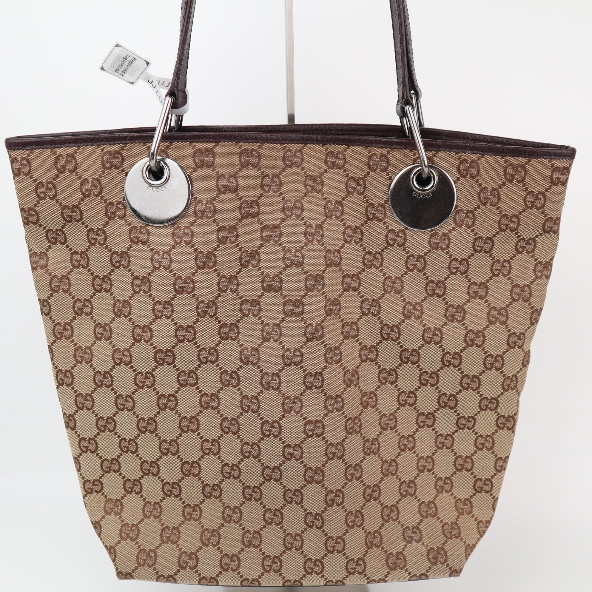 C2319 Gucci Tote Bag Monogram Large Eclipse Tote Brown | Pre-Owned Very Good Brown Monogram Canvas