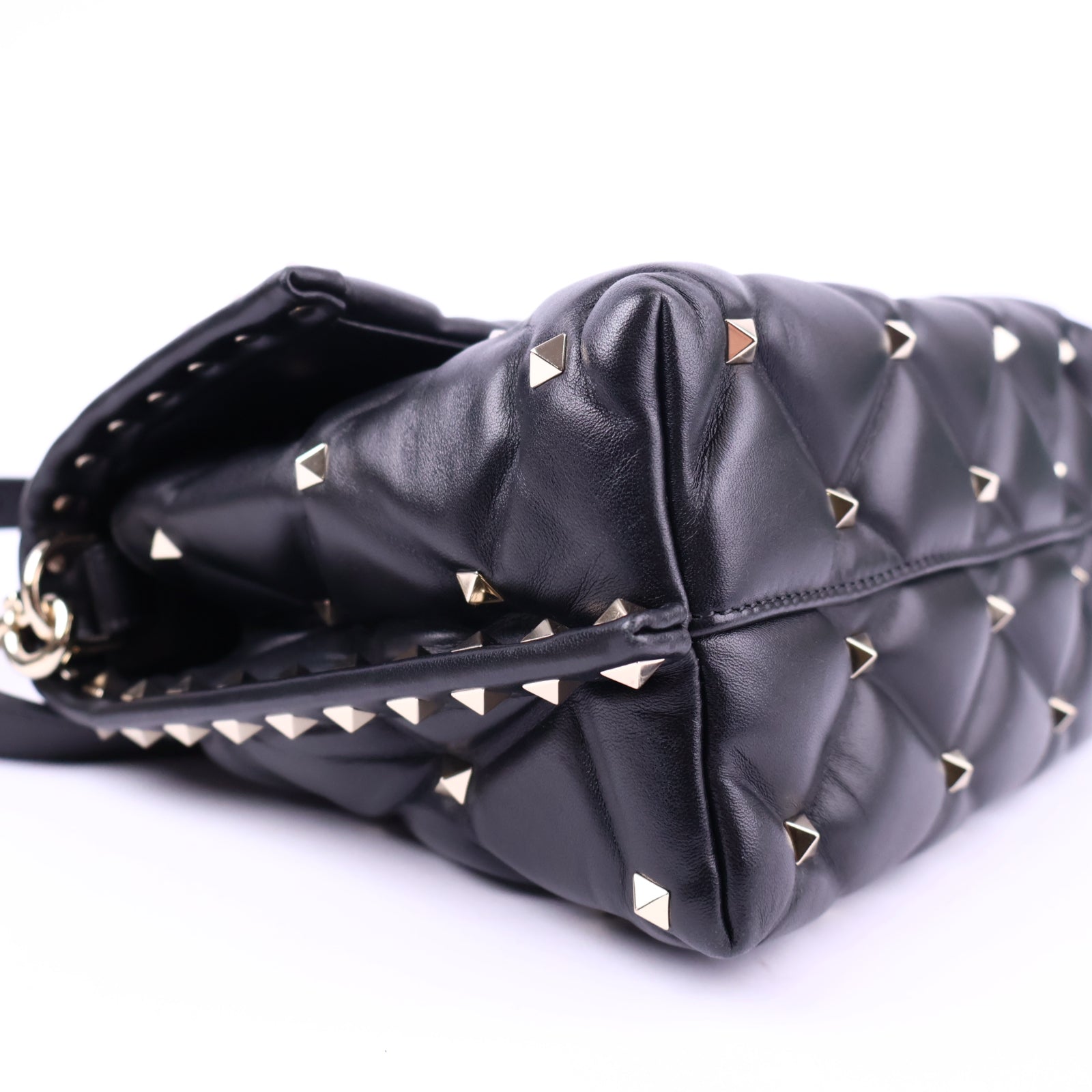 Valentino Lambskin VLTN Print Candystud Black Shoulder Bag J2152 | Pre-Owned Like New Black Leather
